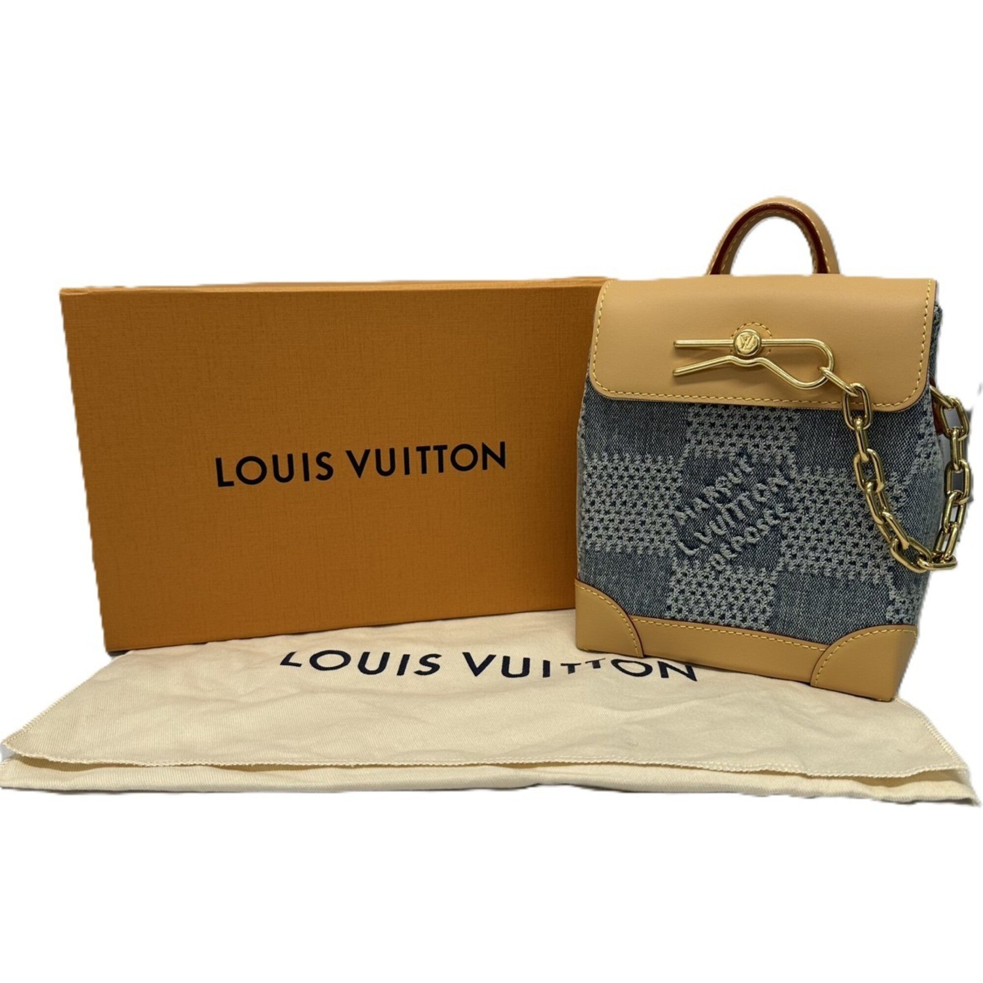 Louis Vuitton Blue Denim Leather Shoulder Bag (Pre-Owned)