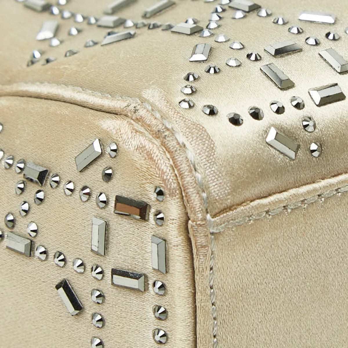 Christian Dior Grayish Satin Handbag Shoulder Bag (Pre-Owned)