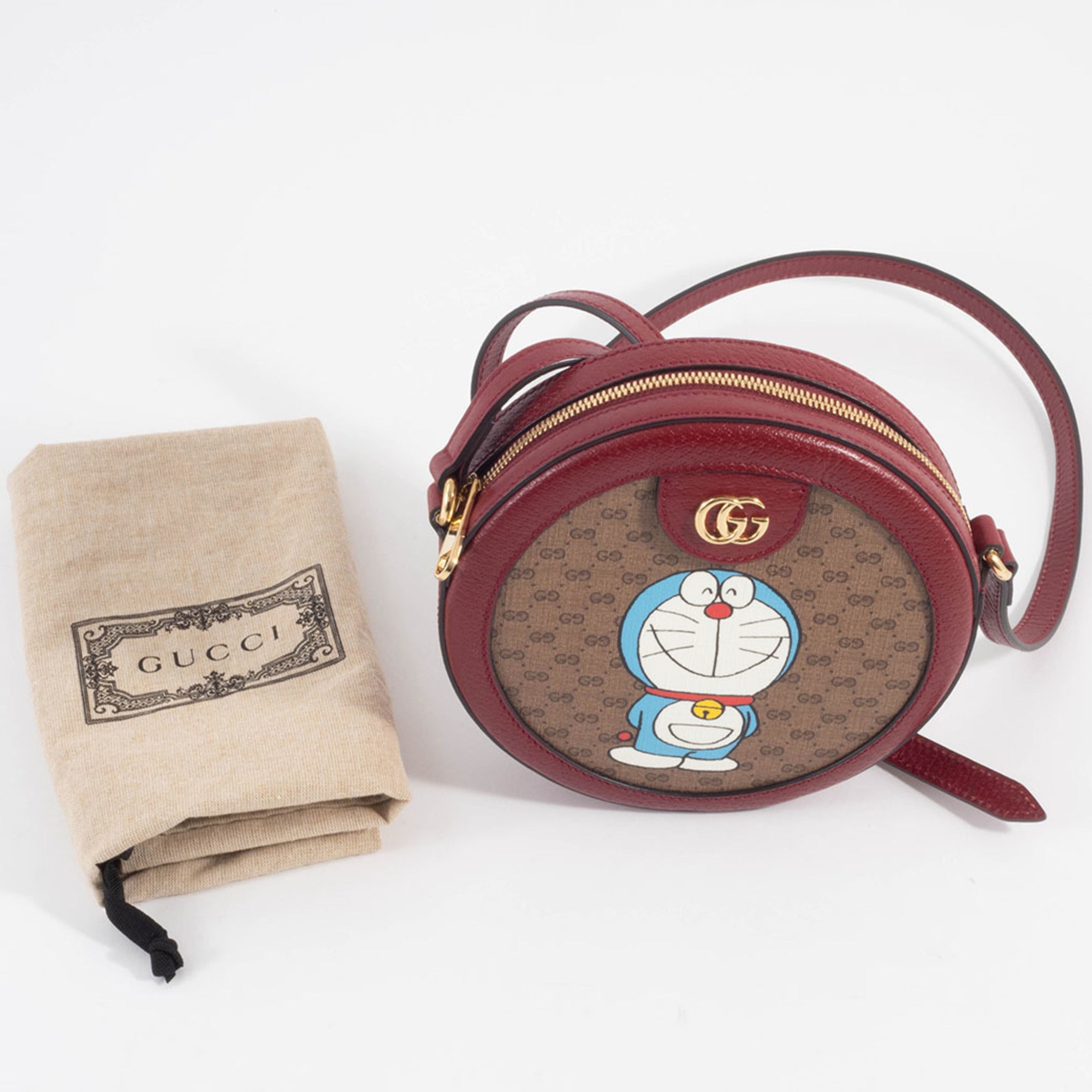 Gucci Beige Red Color Gg Supreme Leather Shoulder Bag (Pre-Owned)
