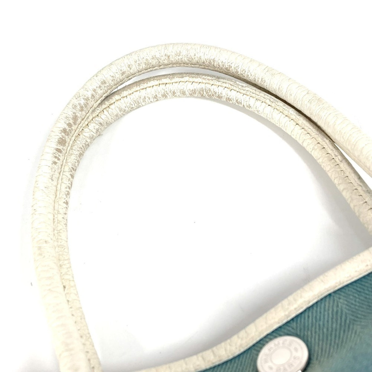 Hermes Blue White Toile Officier Handbag Tote Bag (Pre-Owned)