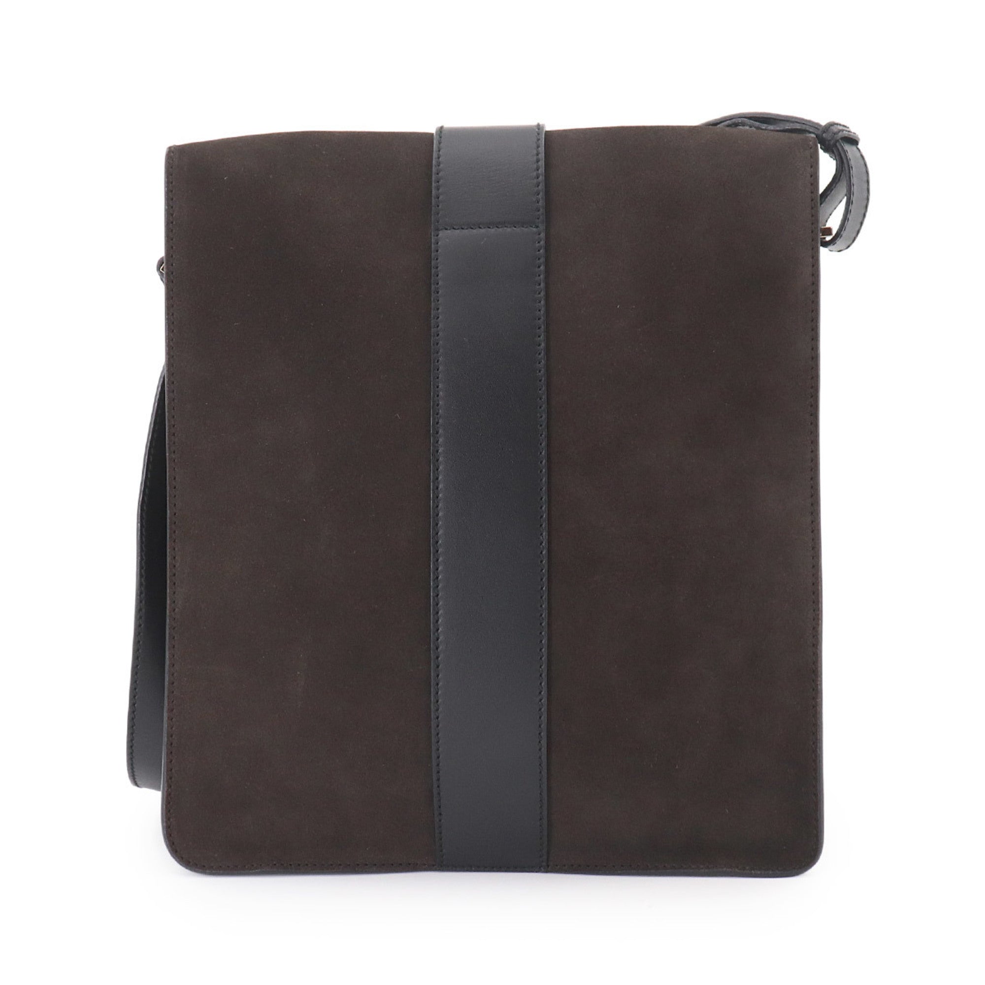 Gucci Black Brown Suede Leather Shoulder Bag (Pre-Owned)