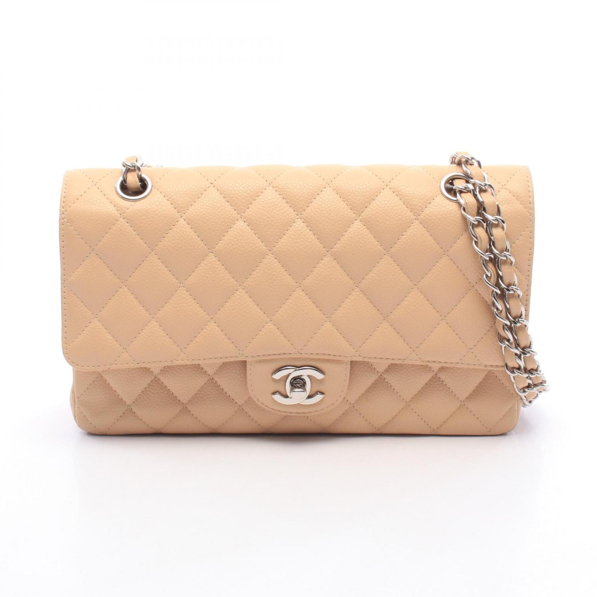 Chanel Beige Grained Calfskin Handbag Shoulder Bag (Pre-Owned)