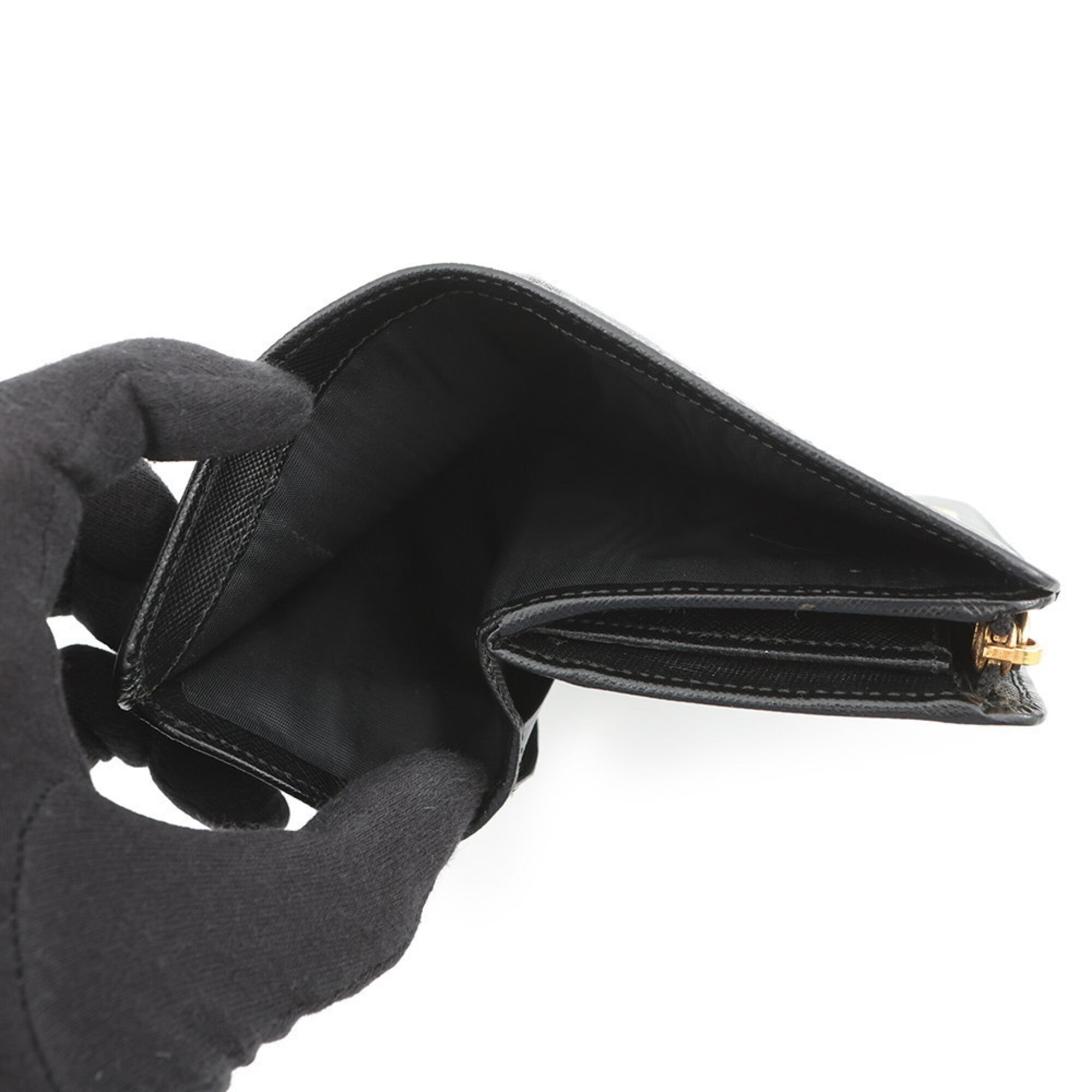 Prada Saffiano Black Leather Wallet (Bi-Fold) (Pre-Owned)