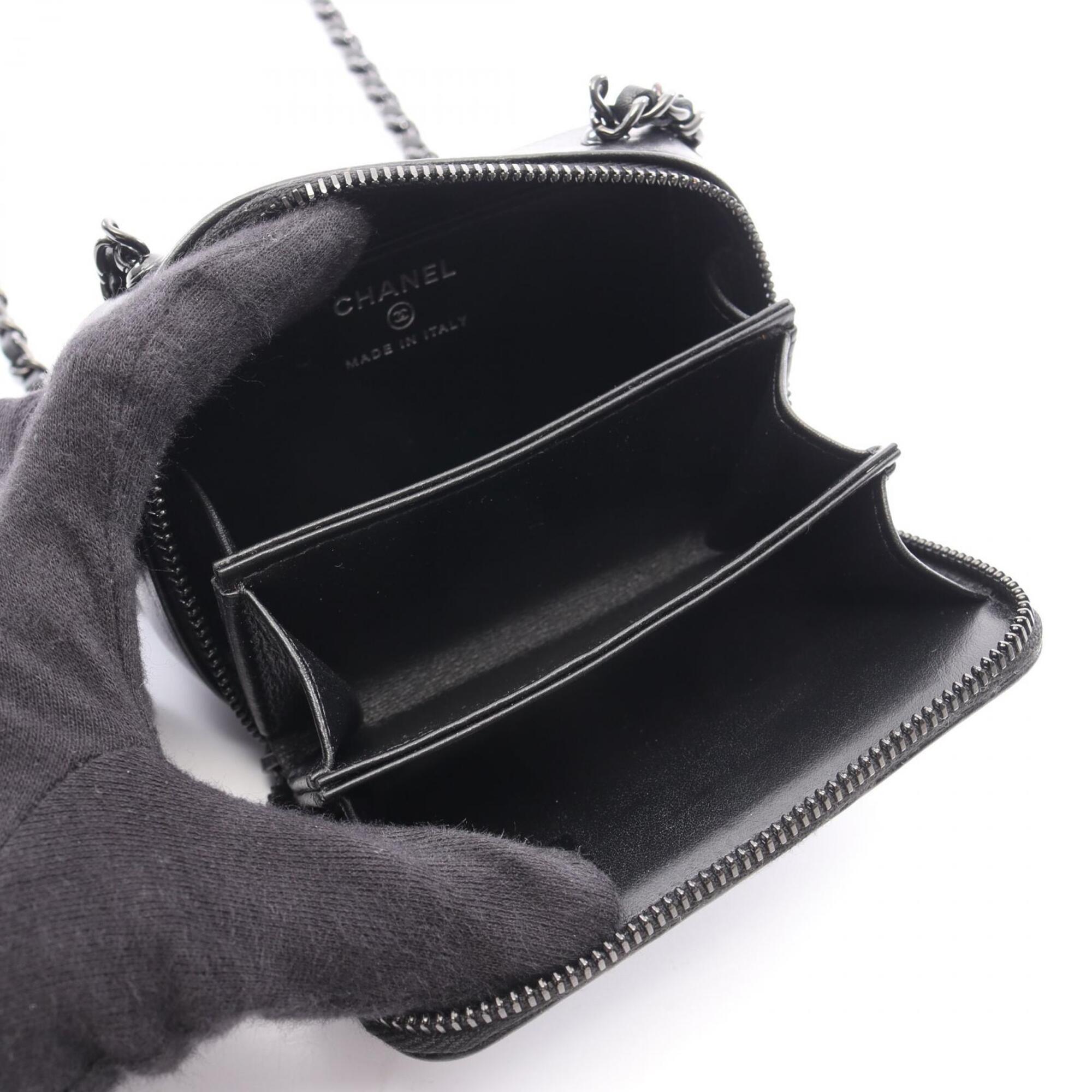 Chanel Black Leather Handbag Shoulder Bag (Pre-Owned)