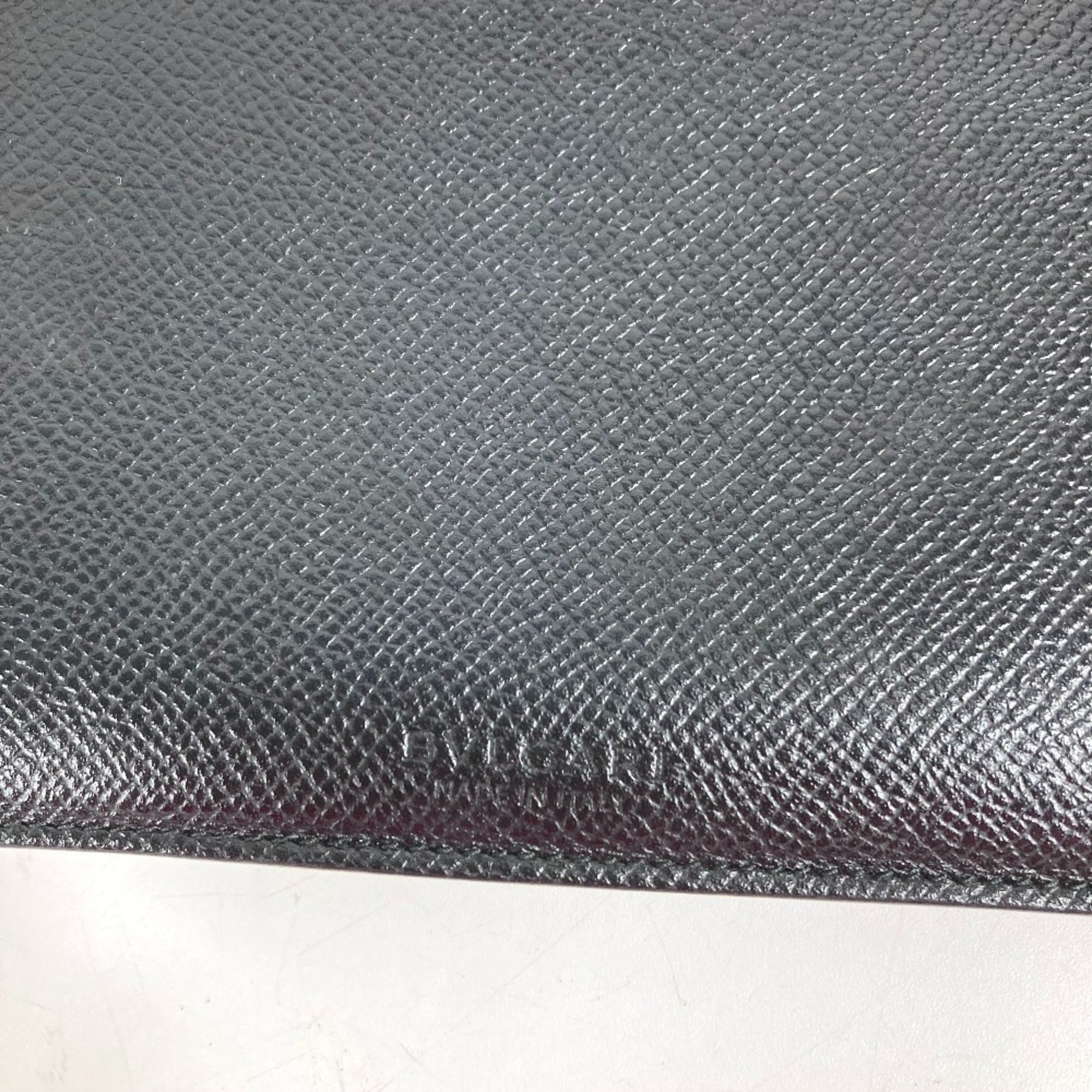 Bvlgari Black Red Color Leather Long Wallet (Bi-Fold) (Pre-Owned)