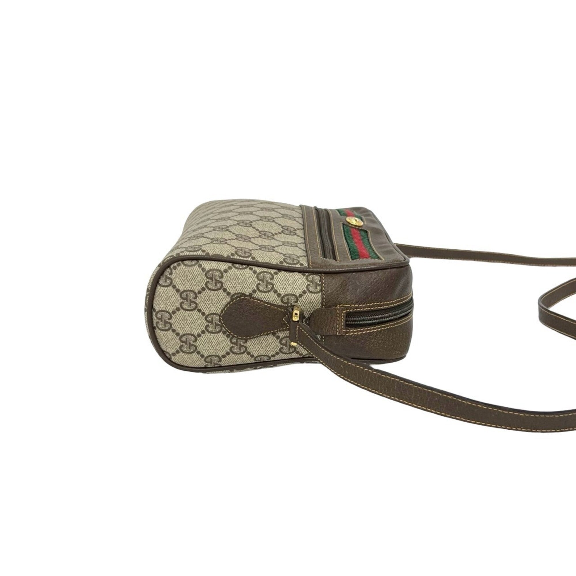 Gucci Brown Green Red Color Leather Pvc Pochette Shoulder Bag (Pre-Owned)