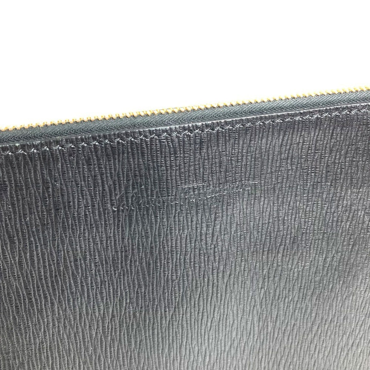 Salvatore Ferragamo Black Leather Clutch Bag Handbag Pouch (Pre-Owned)