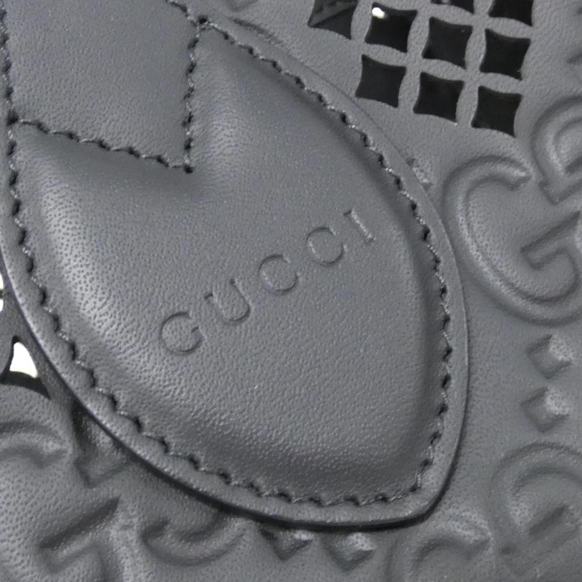 Gucci Black Gg Leather Handbag Pouch (Pre-Owned)