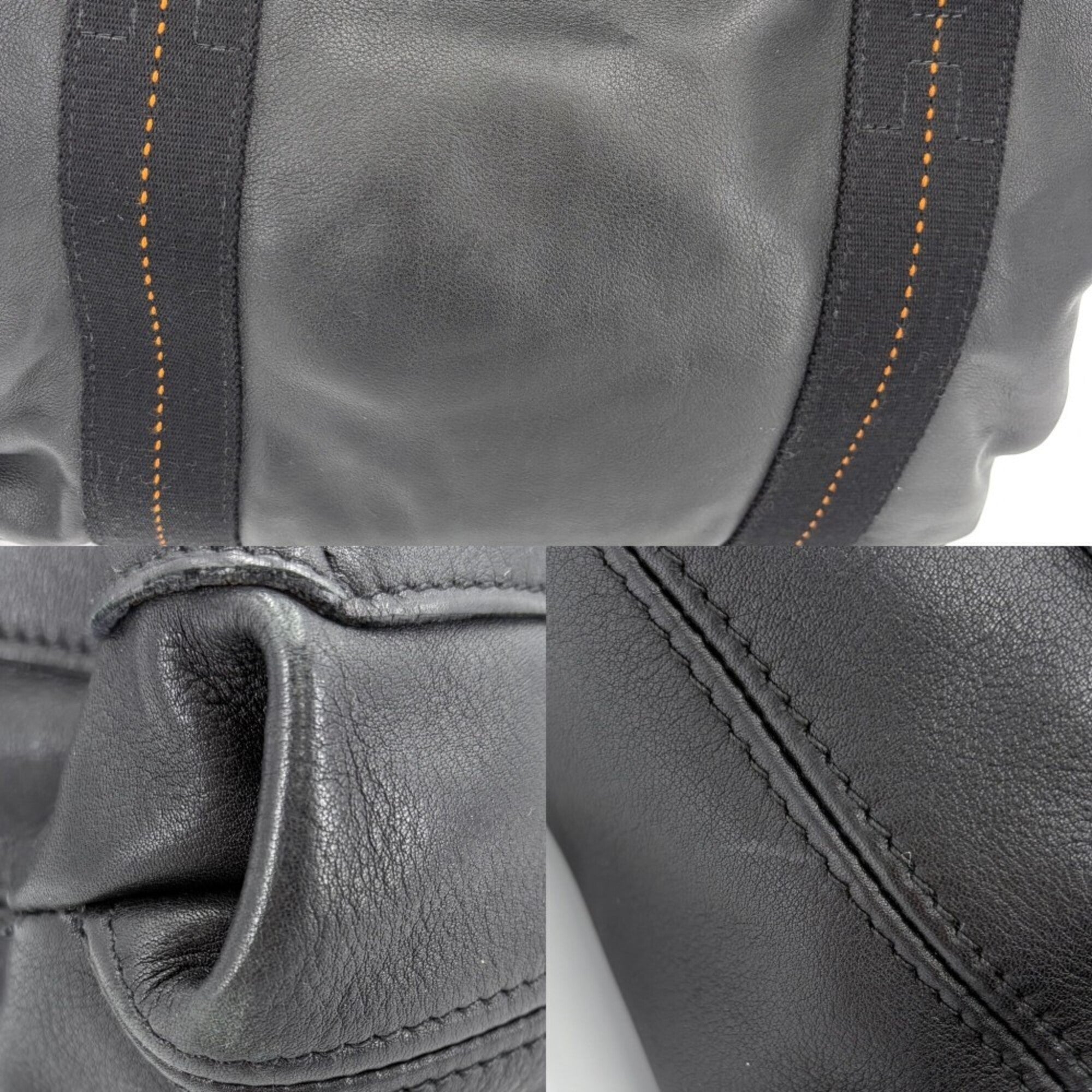 Hermes Black Veau Derma Handbag Shoulder Bag (Pre-Owned)