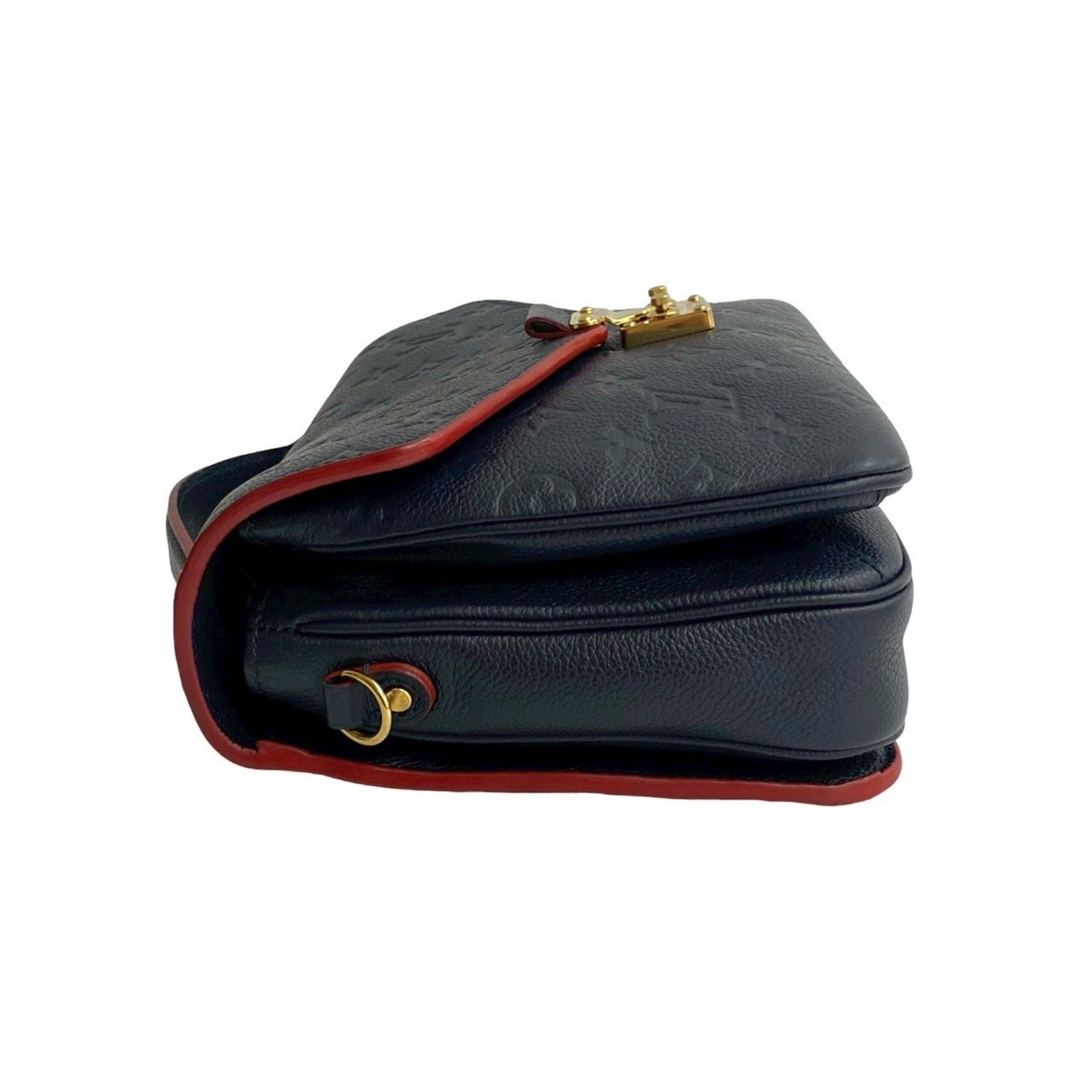 Louis Vuitton Navy Red Color Leather Handbag Shoulder Bag (Pre-Owned)