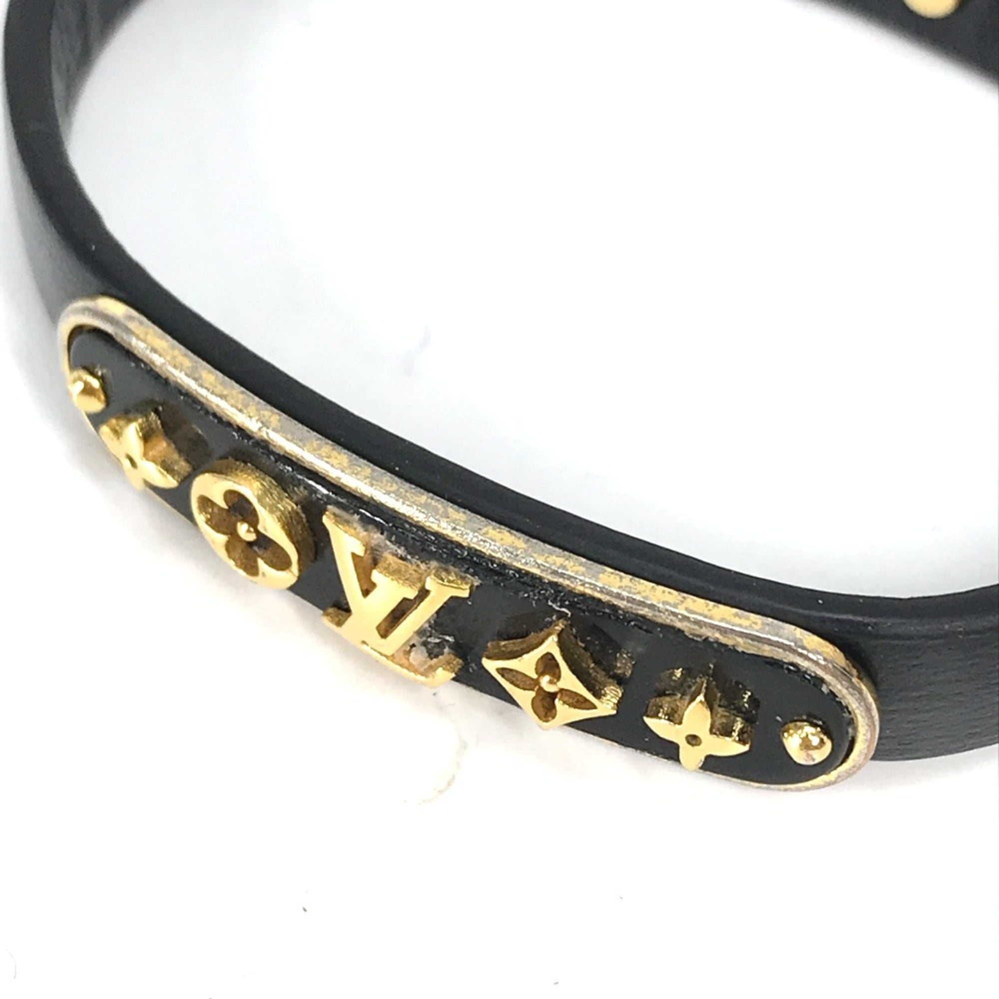 Louis Vuitton Monogram Black Monogram Leather Monogram Bangle (Pre-Owned)
