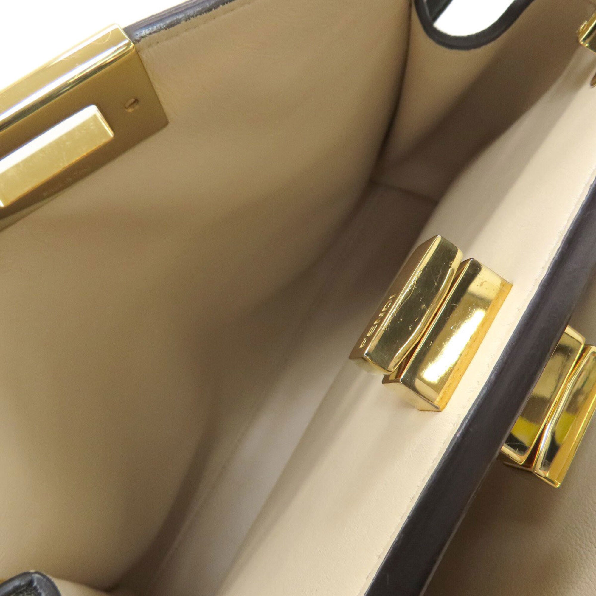 Fendi Peekaboo Khaki Leather Handbag (Pre-Owned)