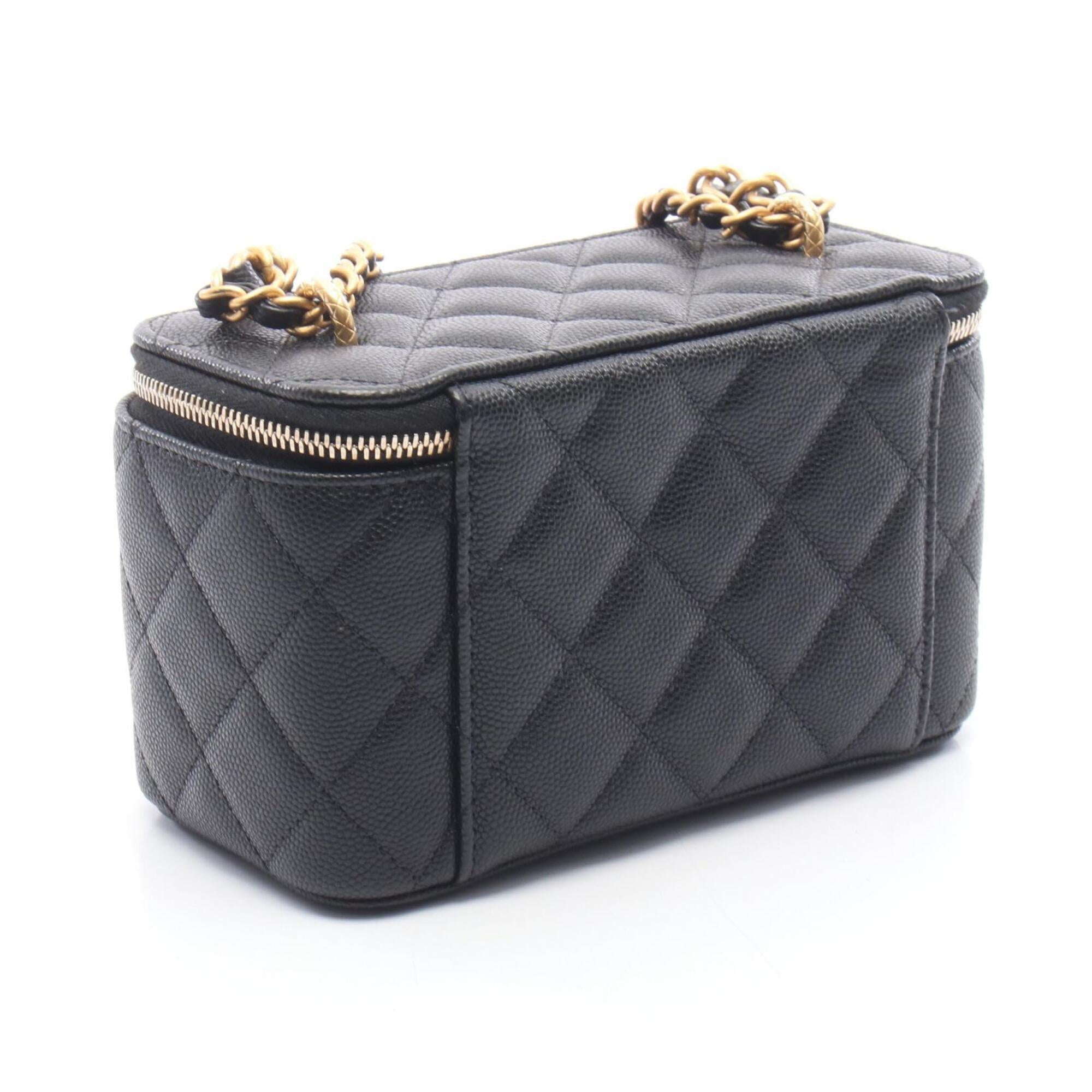 Chanel Black Leather Handbag Shoulder Bag (Pre-Owned)