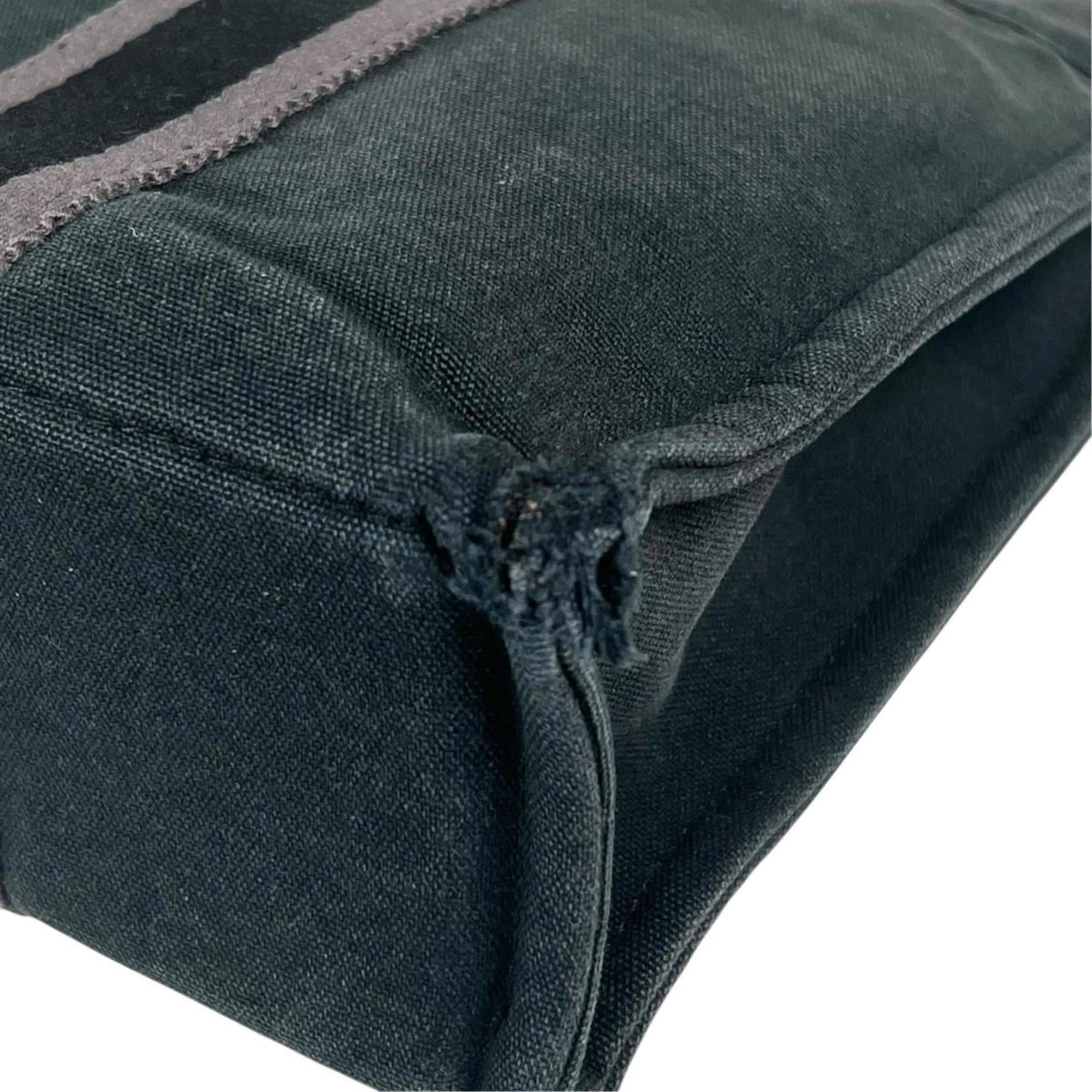 Hermes Black Canvas Handbag Tote Bag (Pre-Owned)