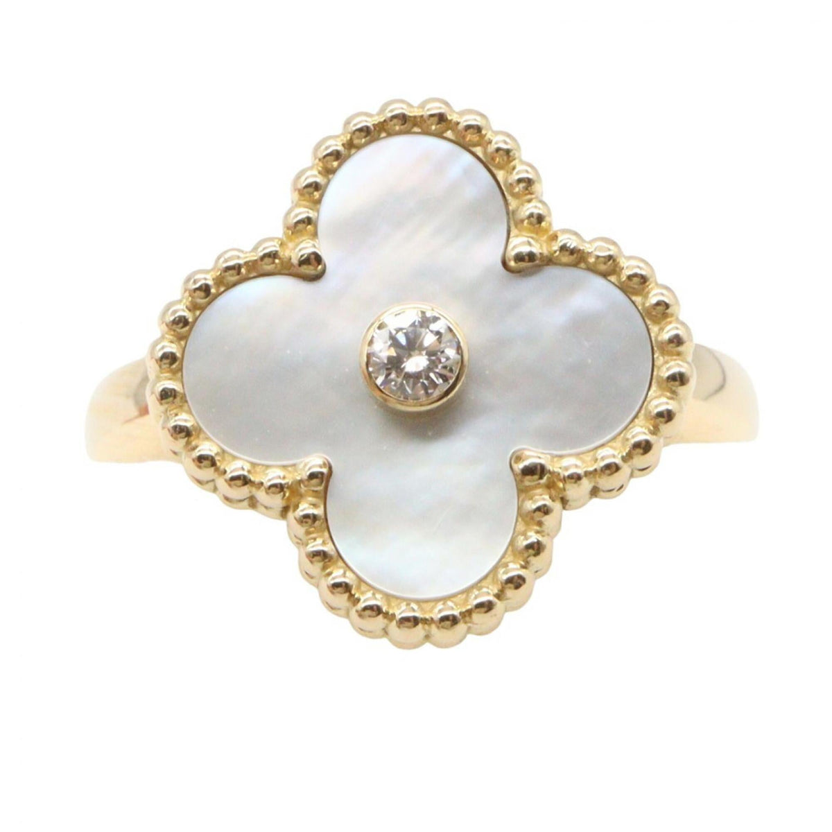 Van Cleef & Arpels Clear White Yellow Gold Yellow Gold (18K) Band Ring (Pre-Owned)