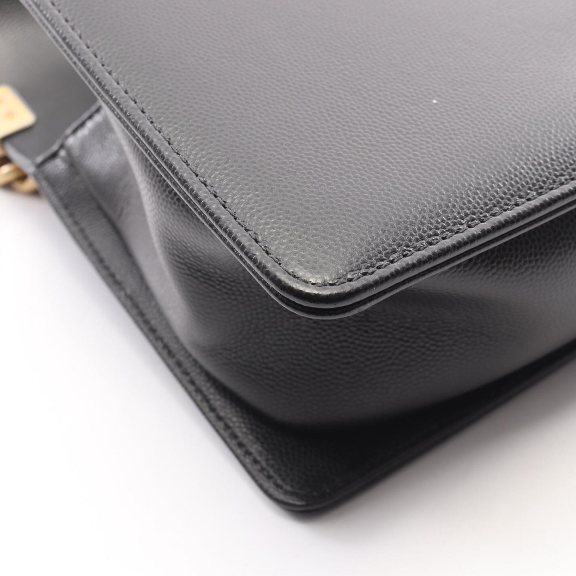 Chanel Black Grained Calfskin Handbag Shoulder Bag (Pre-Owned)