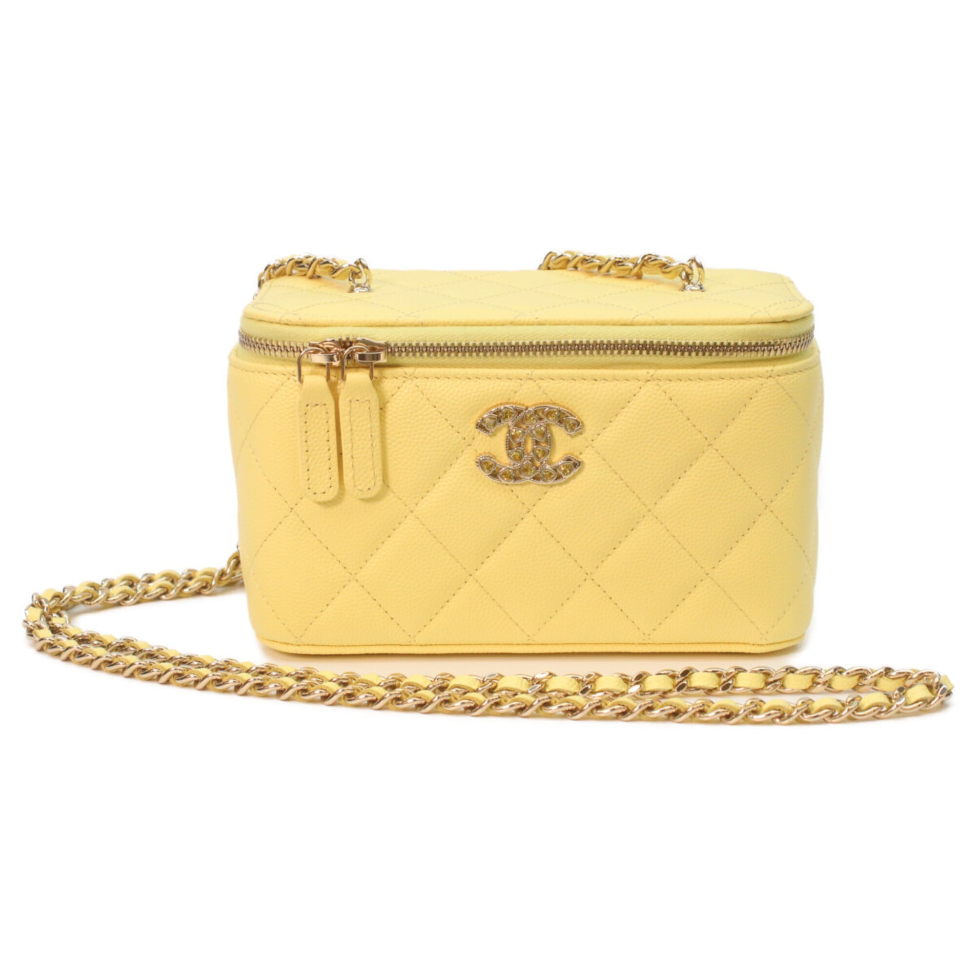 Chanel Matelasse Yellow Grained Calfskin Shoulder Bag (Pre-Owned)