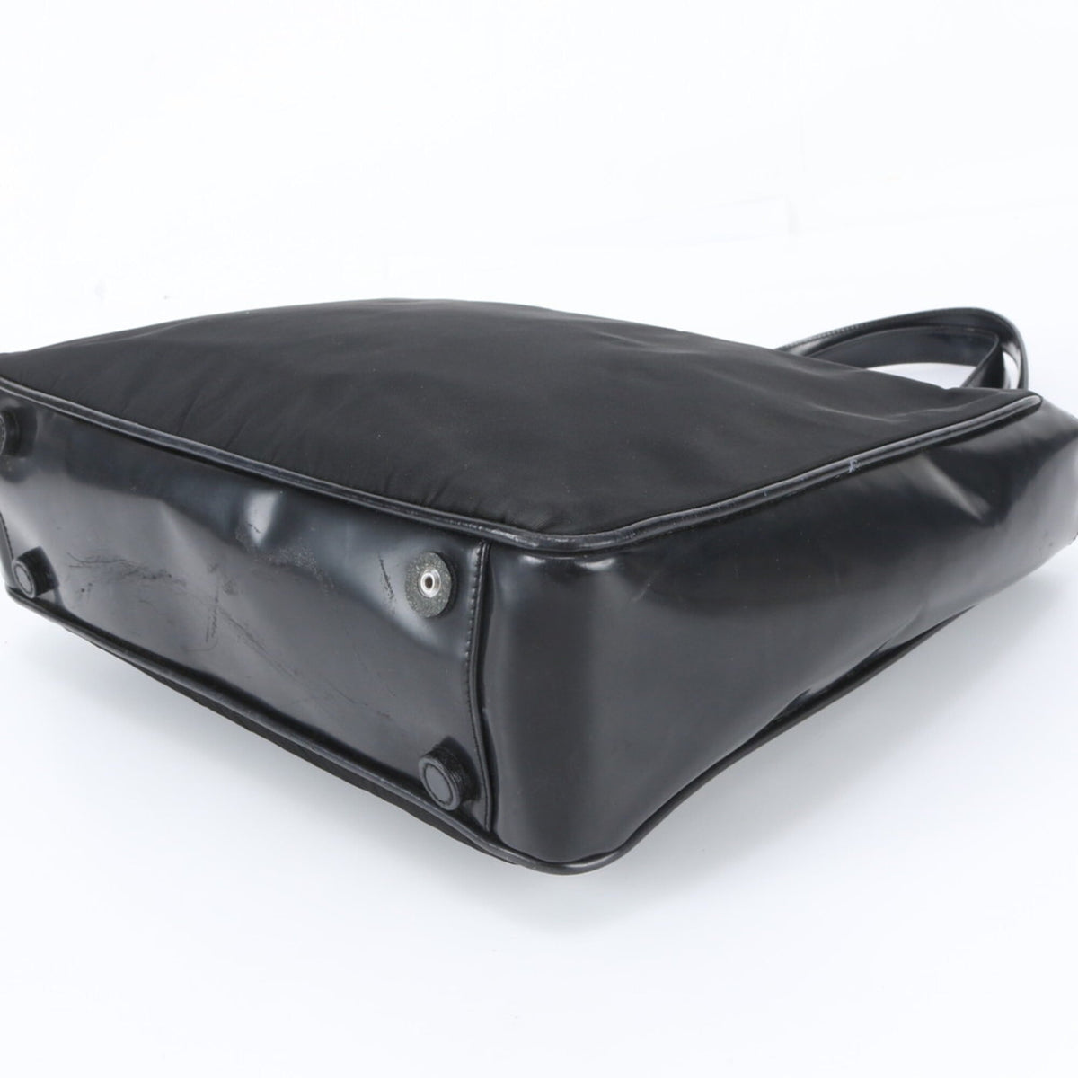 Prada Black Leather Nylon Shoulder Bag Tote Bag (Pre-Owned)