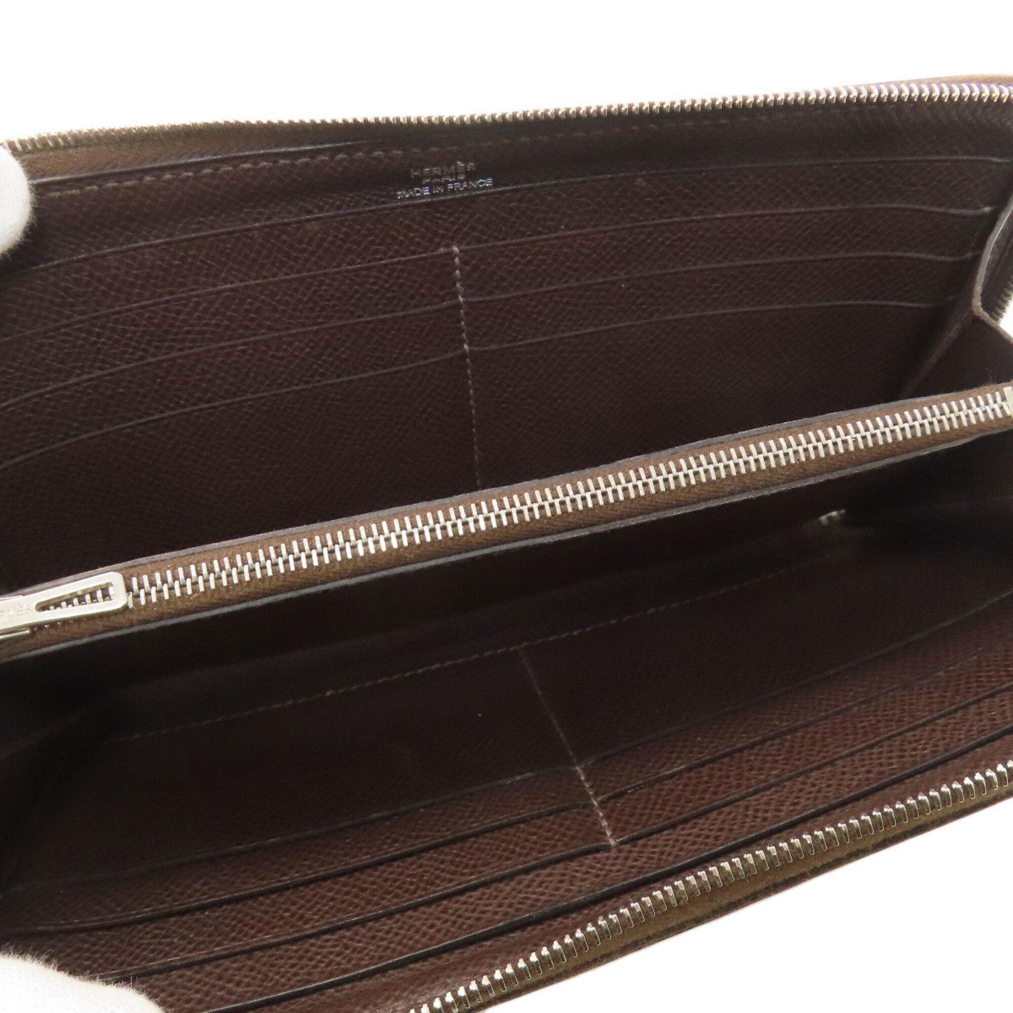 Hermes Azap Dark Brown Epsom Leather Long Wallet (Bi-Fold) (Pre-Owned)