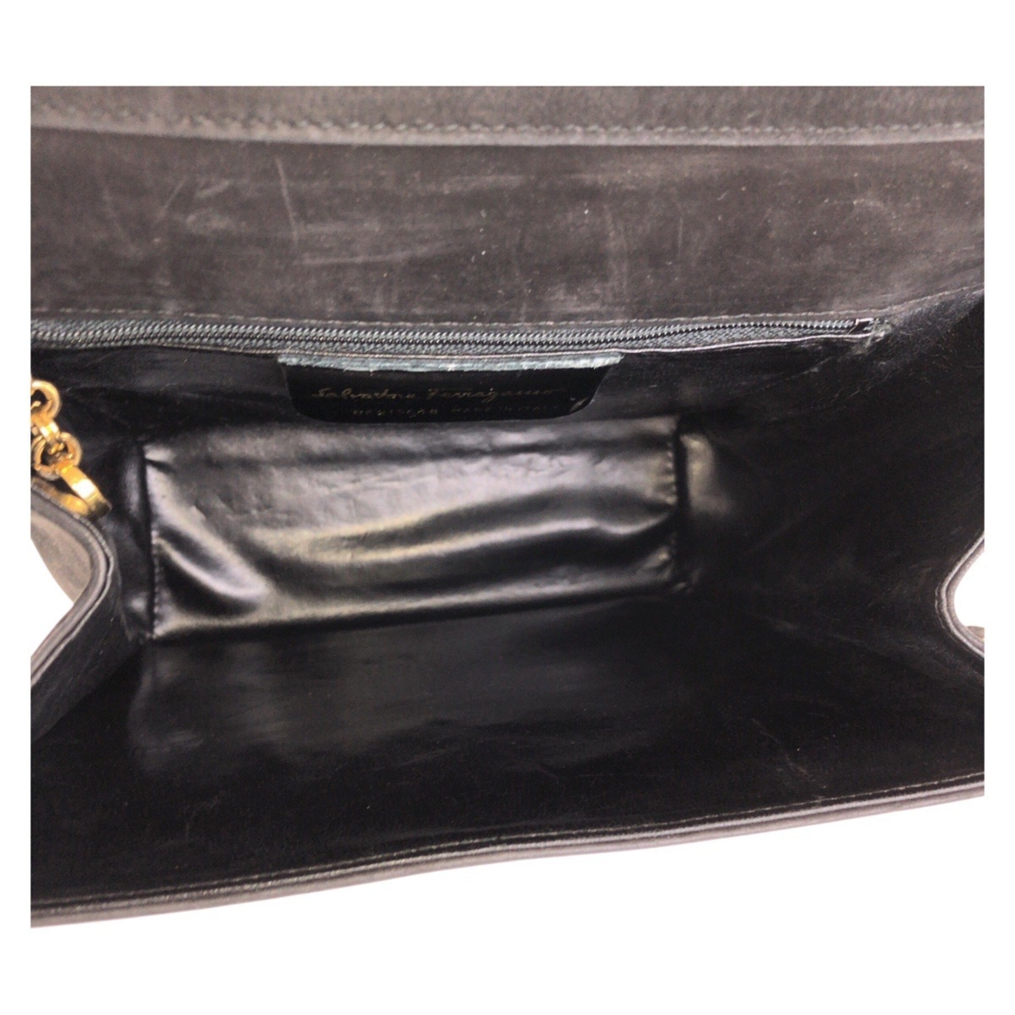 Salvatore Ferragamo Black Suede Pochette Shoulder Bag (Pre-Owned)