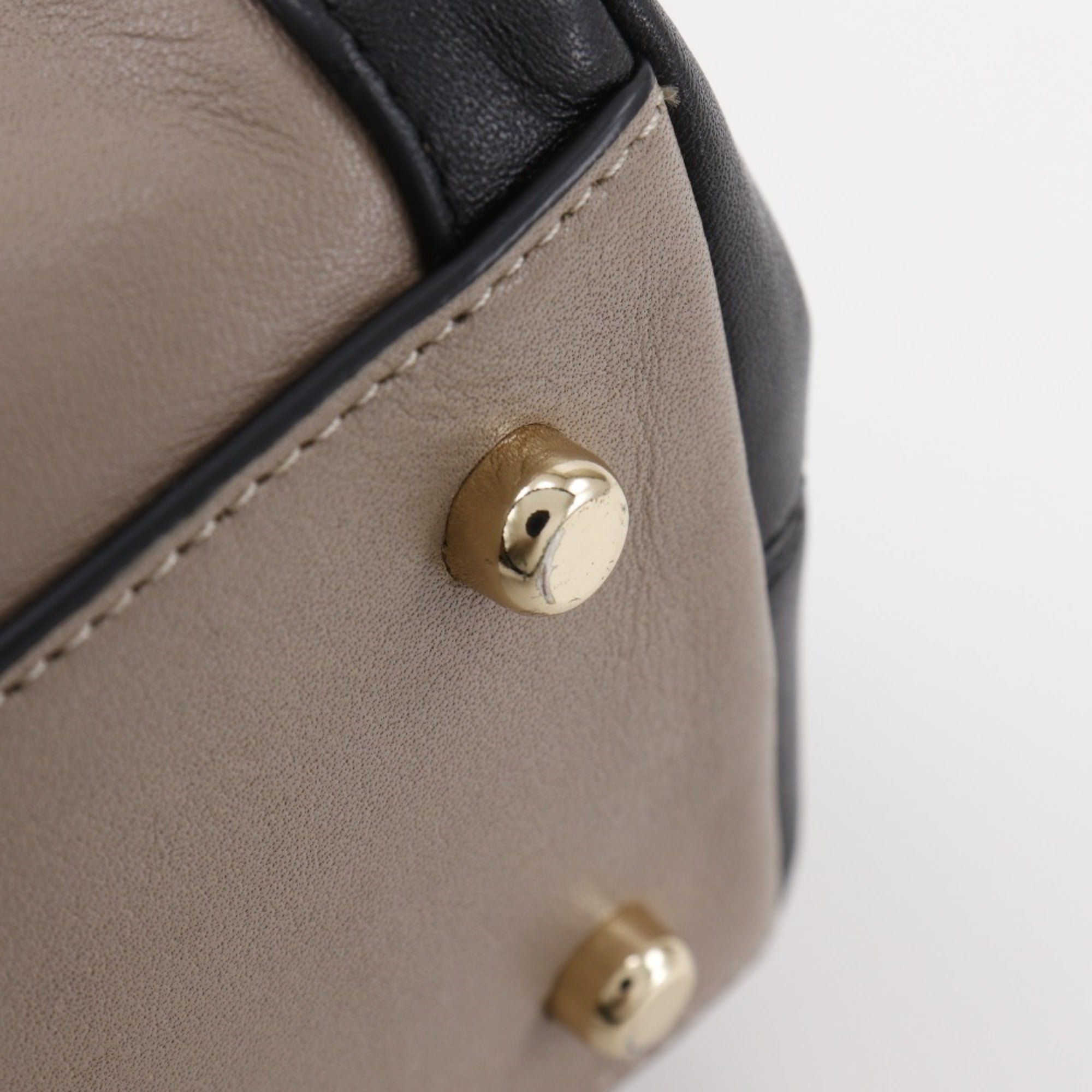 Coach Beige Black Leather Tote Bag (Pre-Owned)