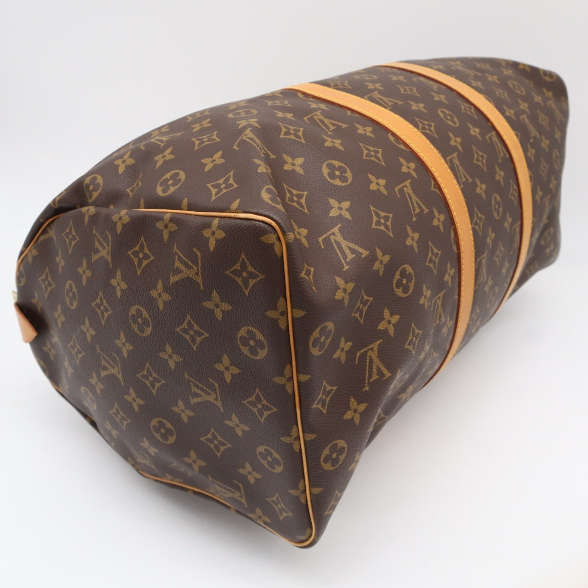 Louis Vuitton Beige Brown Monogram Leather Coated Canvas Boston Bag Handbag (Pre-Owned)