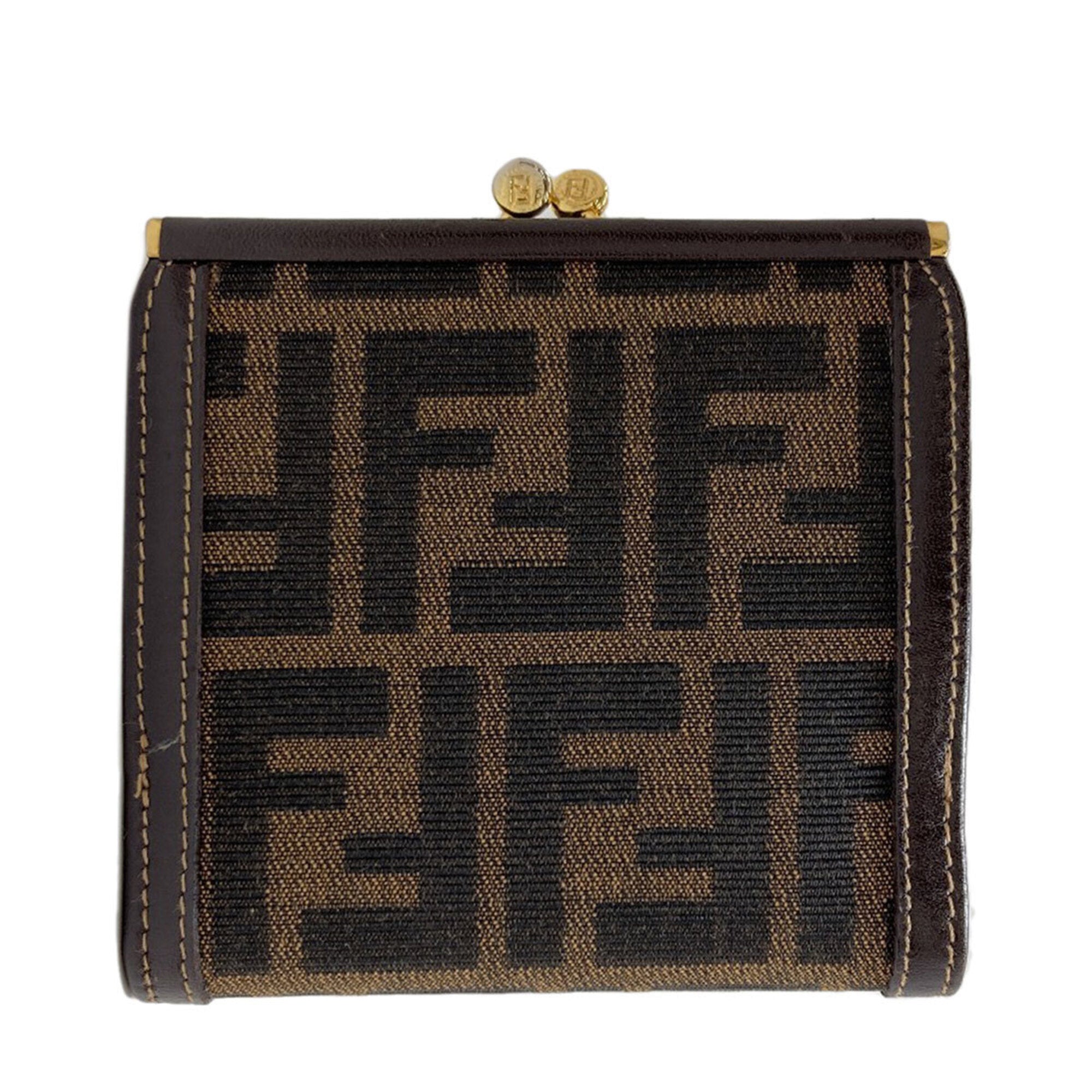 Fendi Brown Canvas Leather Wallet (Bi-Fold) (Pre-Owned)