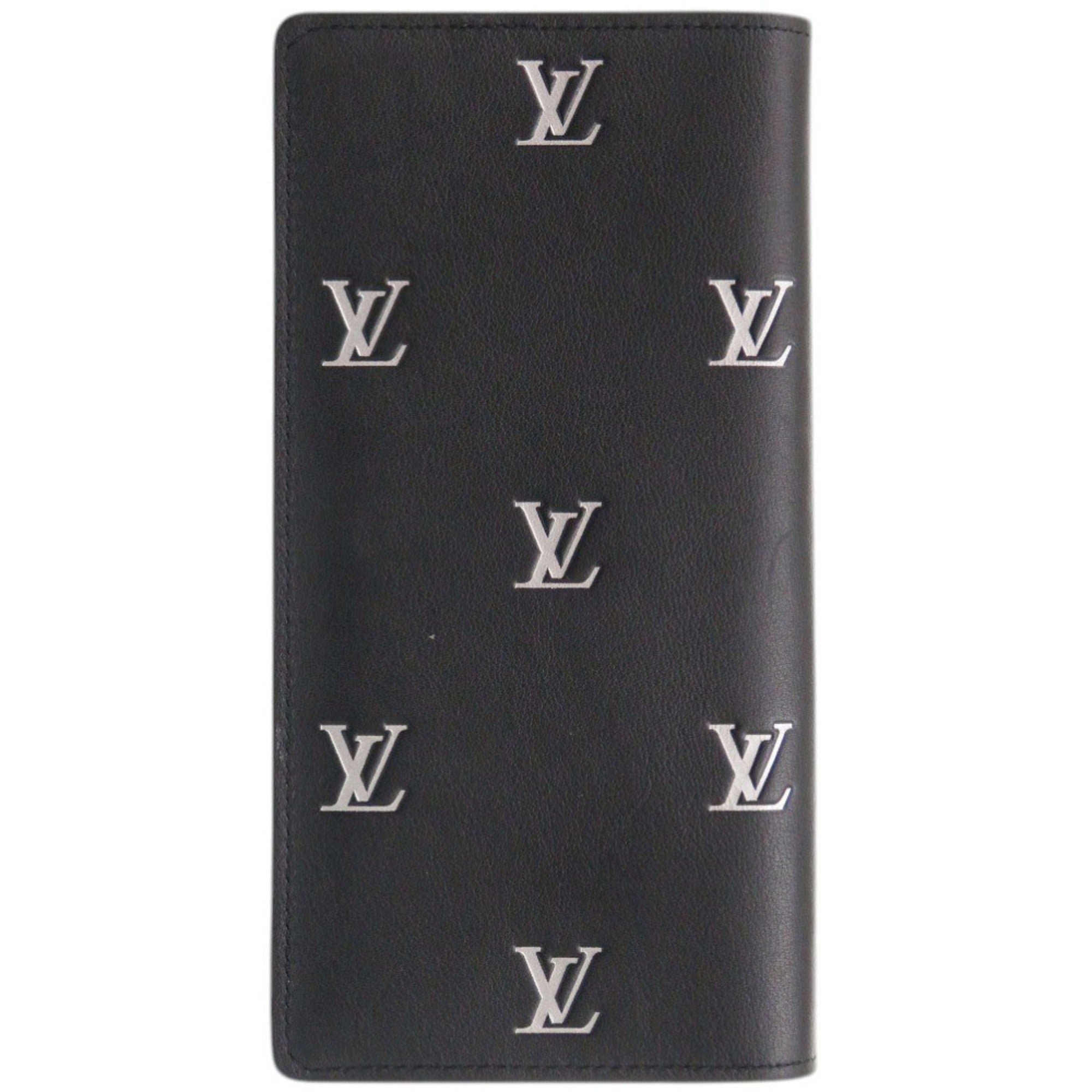 Louis Vuitton Black Leather Long Wallet (Bi-Fold) (Pre-Owned)