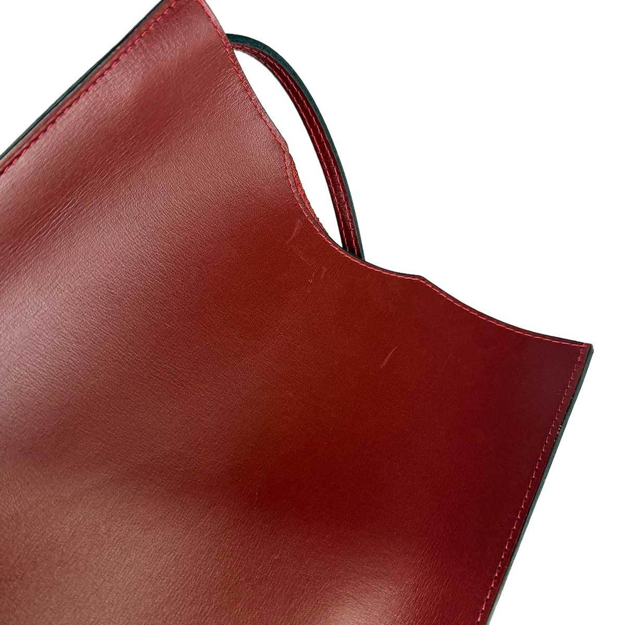 Hermes Rouge H Box Calf Leather Pochette Shoulder Bag (Pre-Owned)