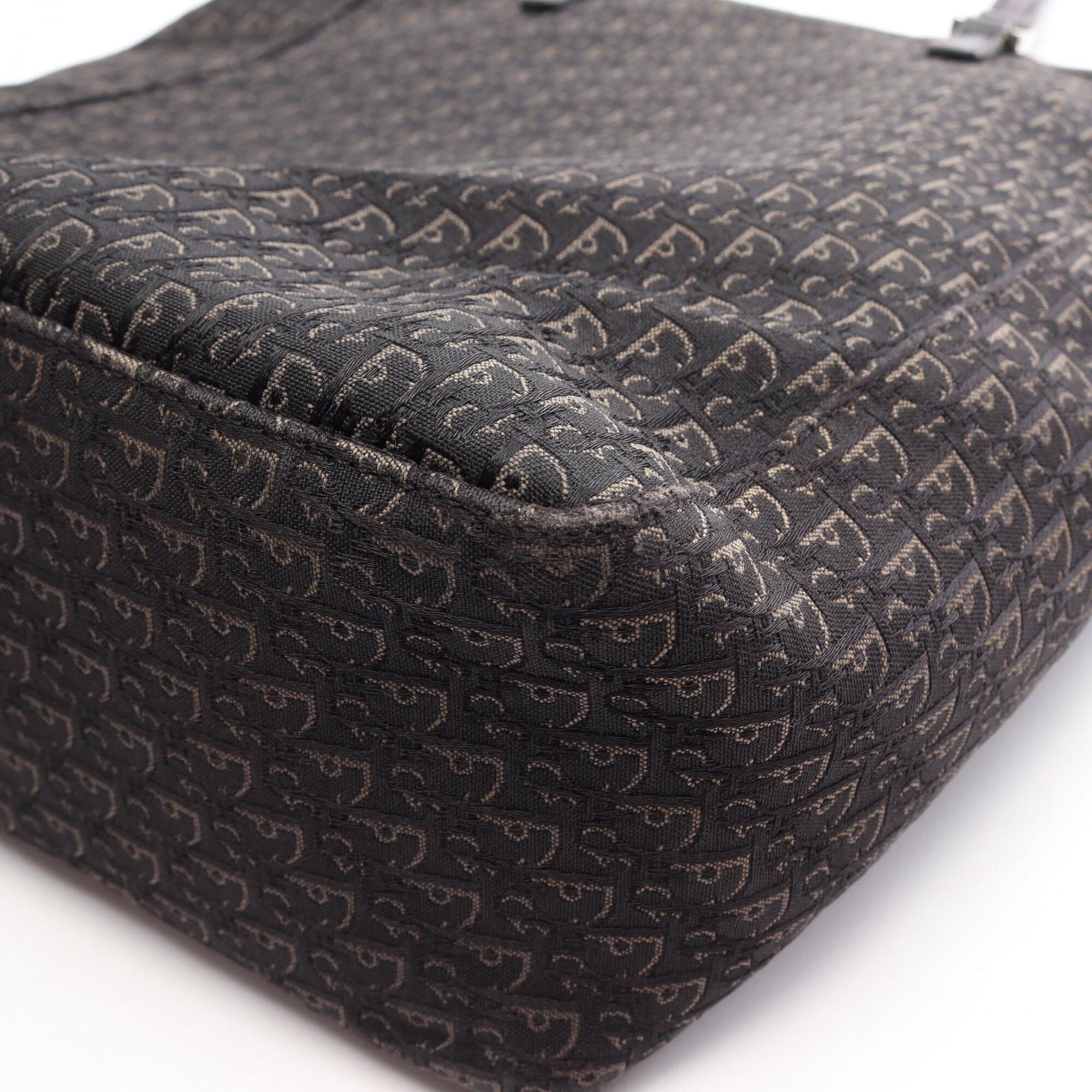 Christian Dior Black Canvas Leather Handbag Tote Bag (Pre-Owned)