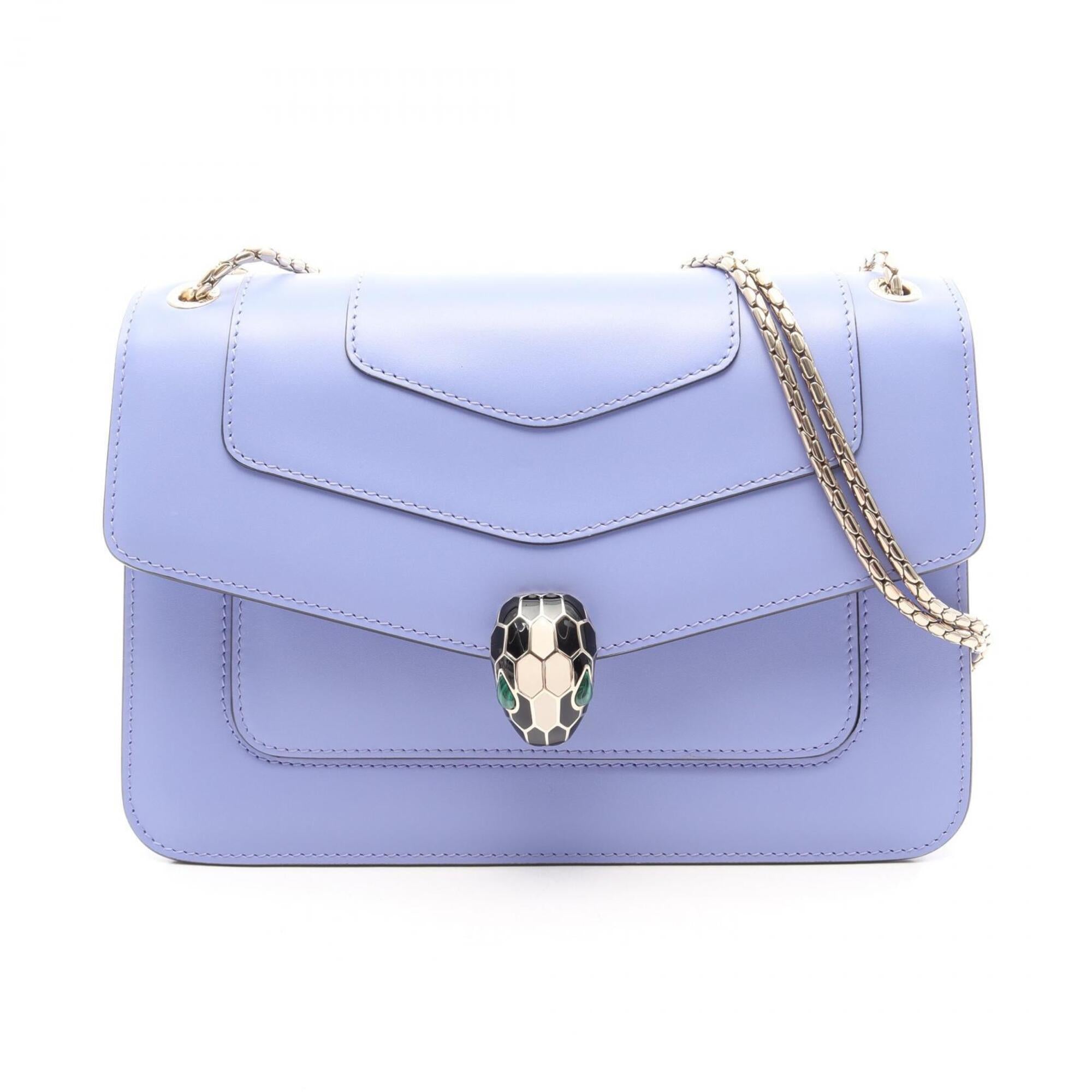 Bvlgari Purple Leather Handbag Shoulder Bag (Pre-Owned)
