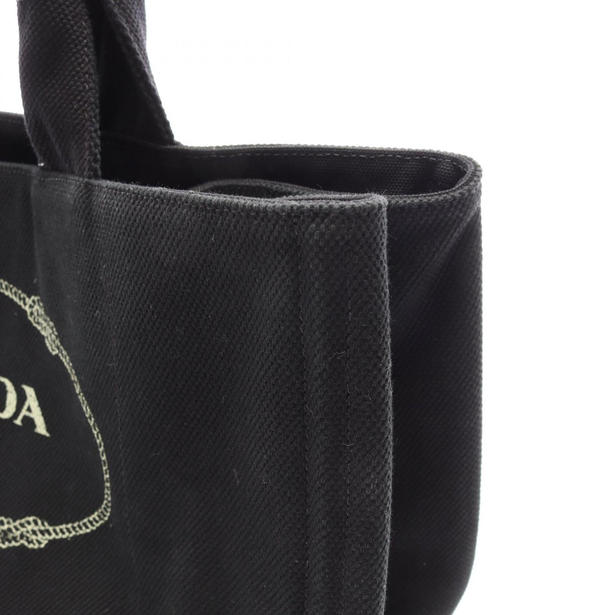 Prada Canapa Black Canvas Handbag Tote Bag (Pre-Owned)