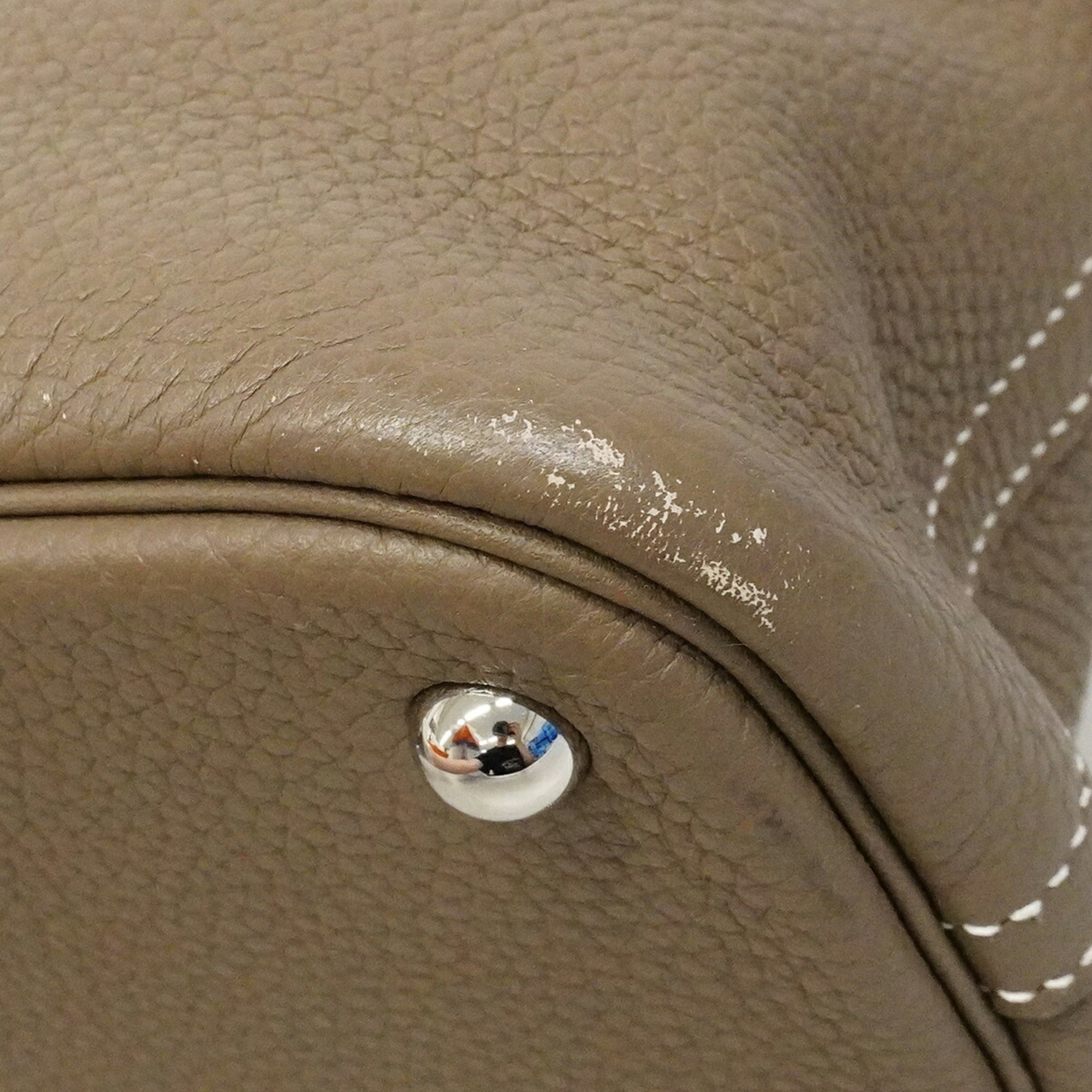 Hermes Etoupe Gray Taurillon Clemence Leather Handbag (Pre-Owned)