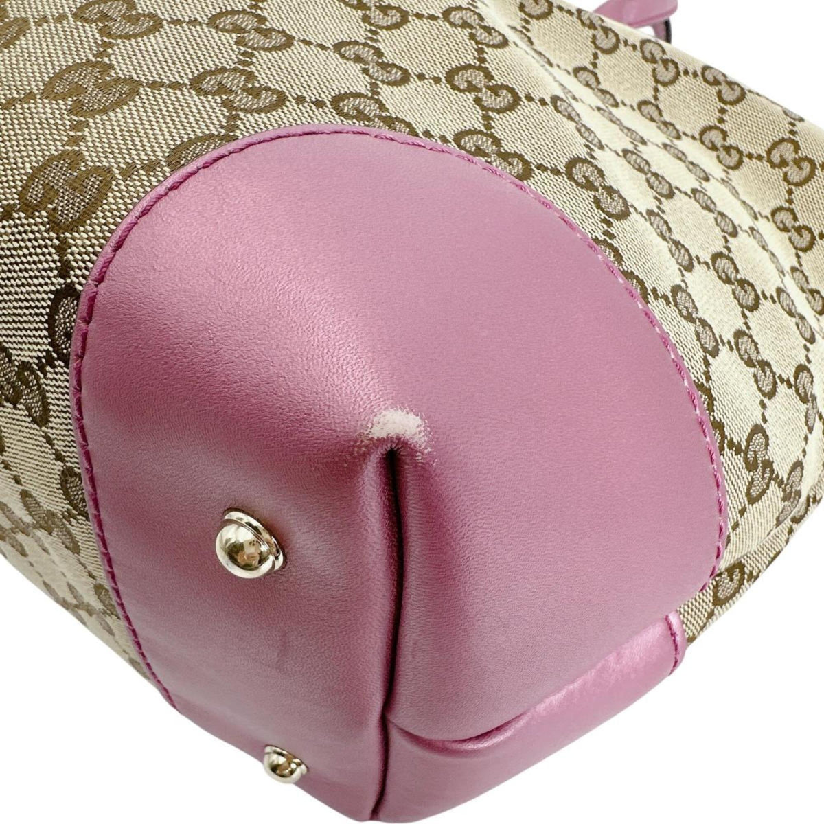 Gucci Brown Pink Gg Canvas Tote Bag (Pre-Owned)