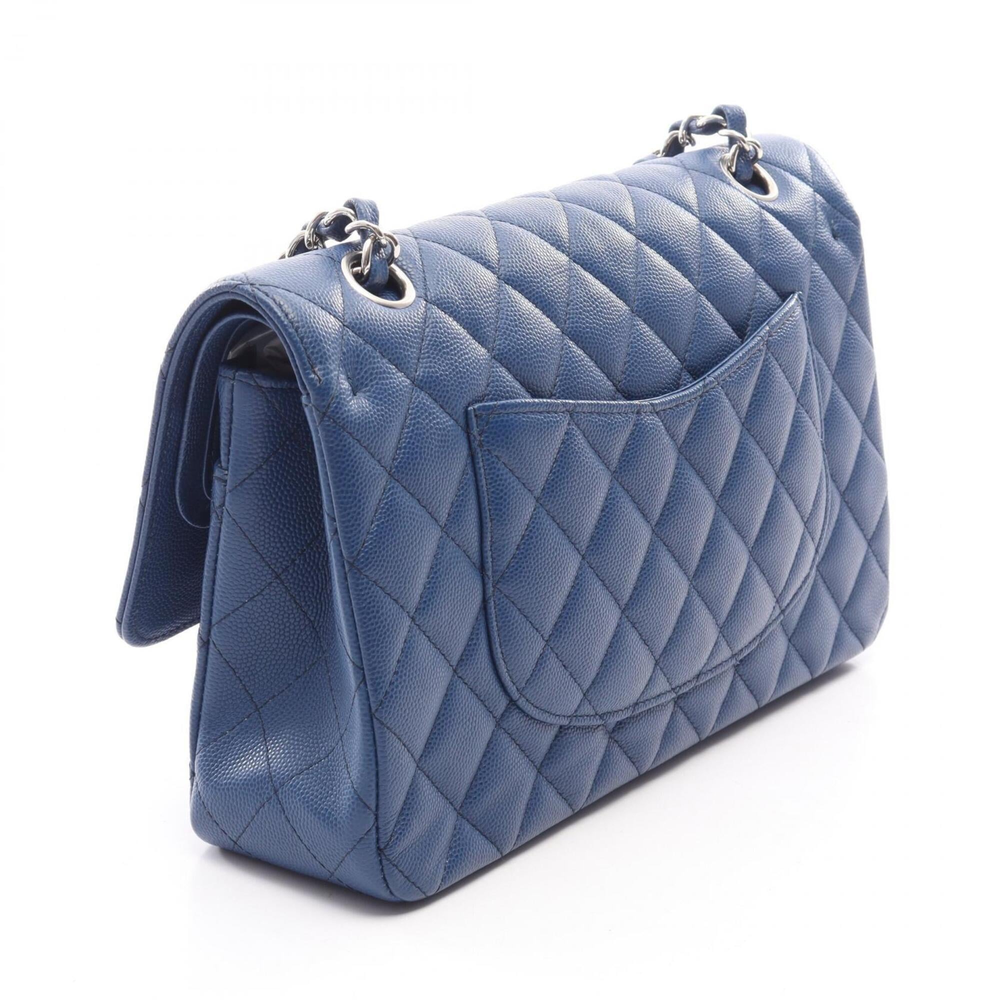 Chanel Blue Grained Calfskin Handbag Shoulder Bag (Pre-Owned)