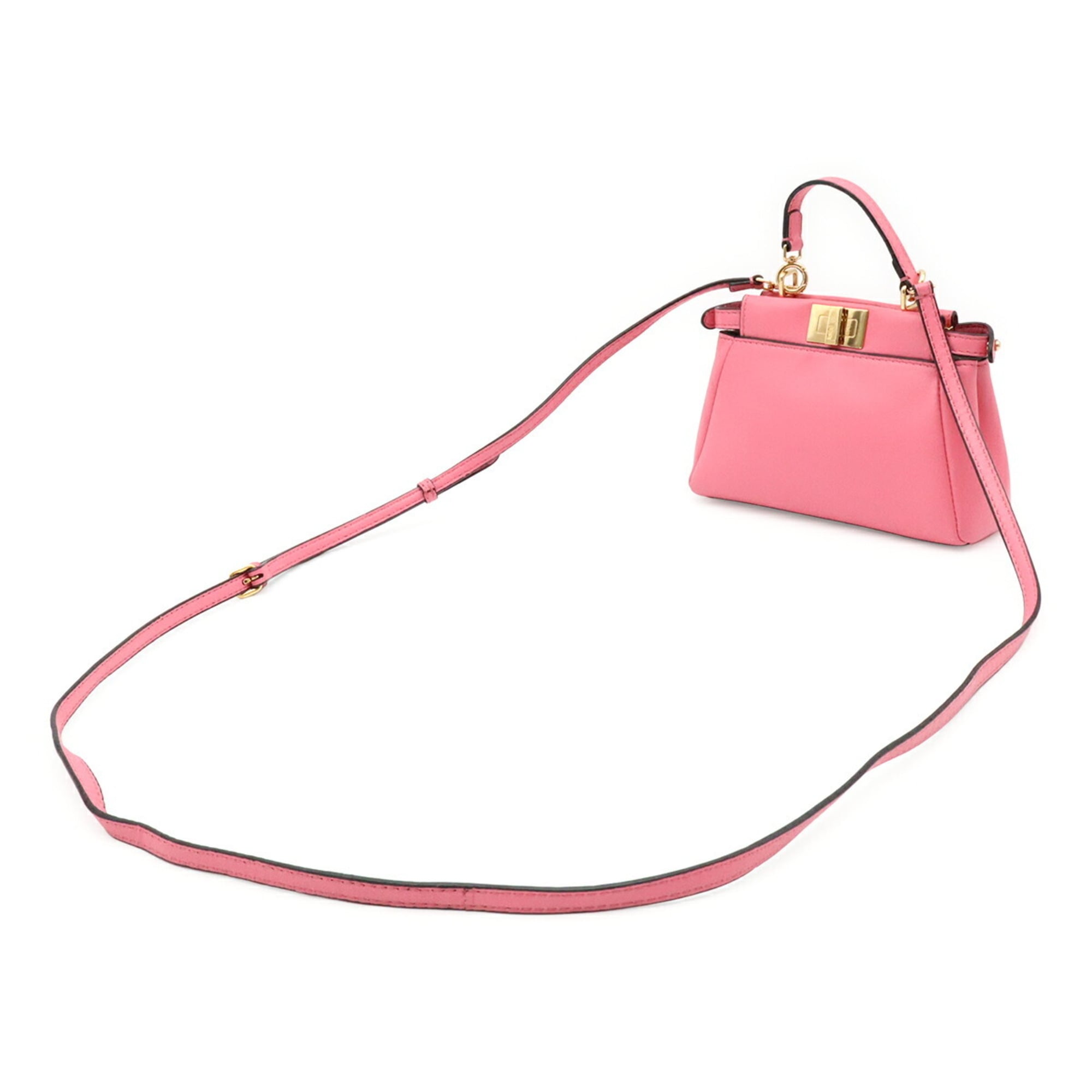 Fendi Pink Leather Handbag Shoulder Bag (Pre-Owned)
