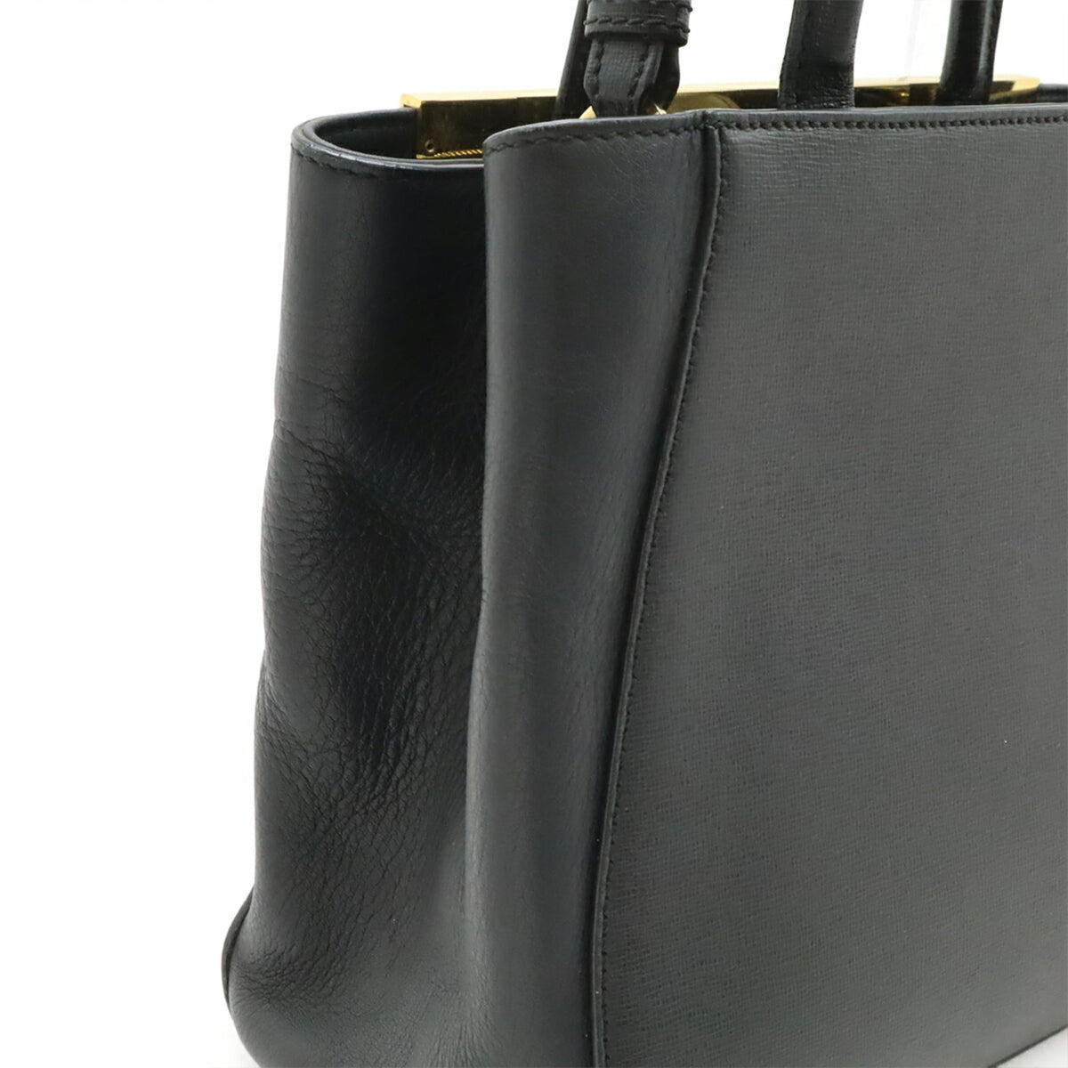 Fendi 2Jours Black Leather Handbag Shoulder Bag Tote Bag (Pre-Owned)