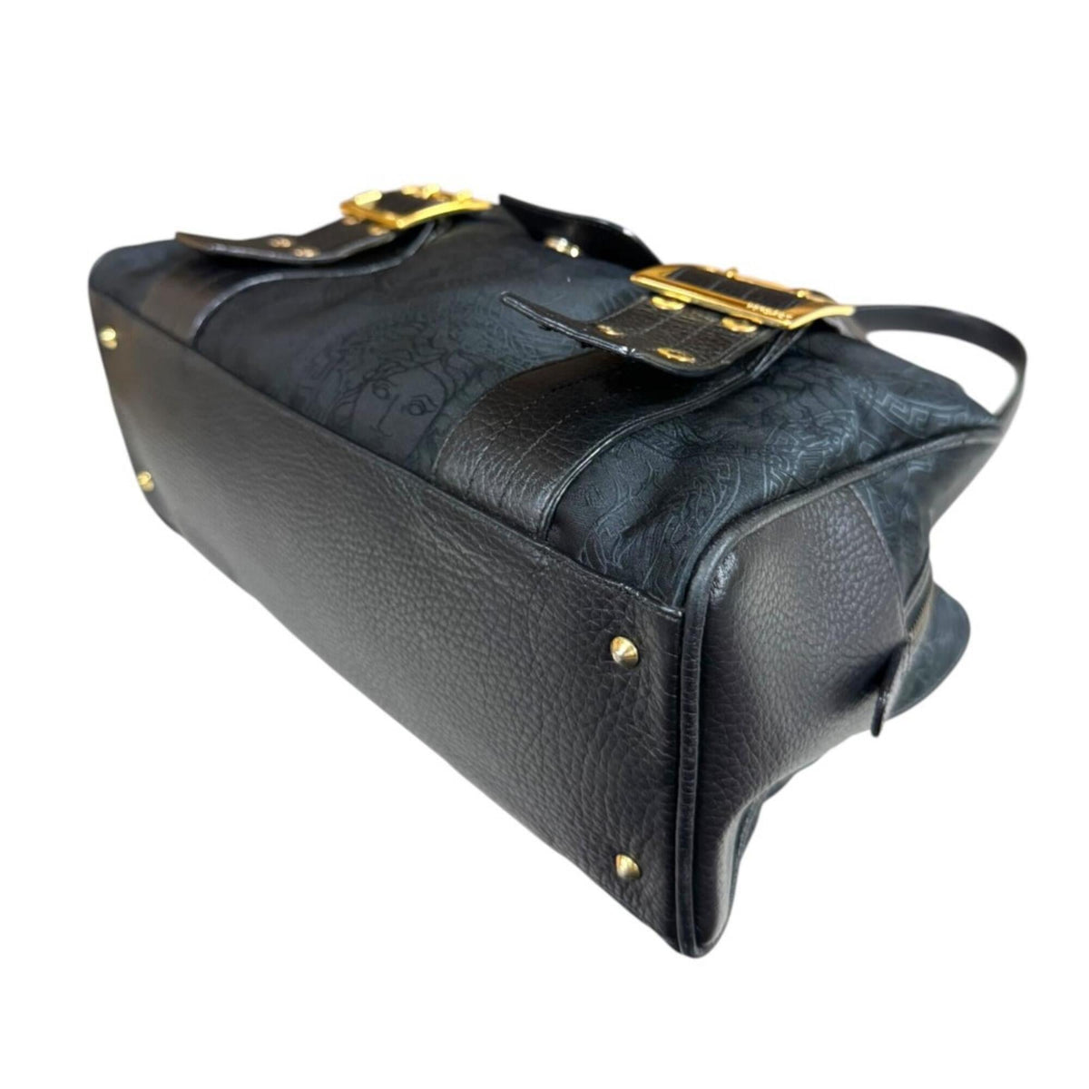Versace Black Canvas Handbag (Pre-Owned)