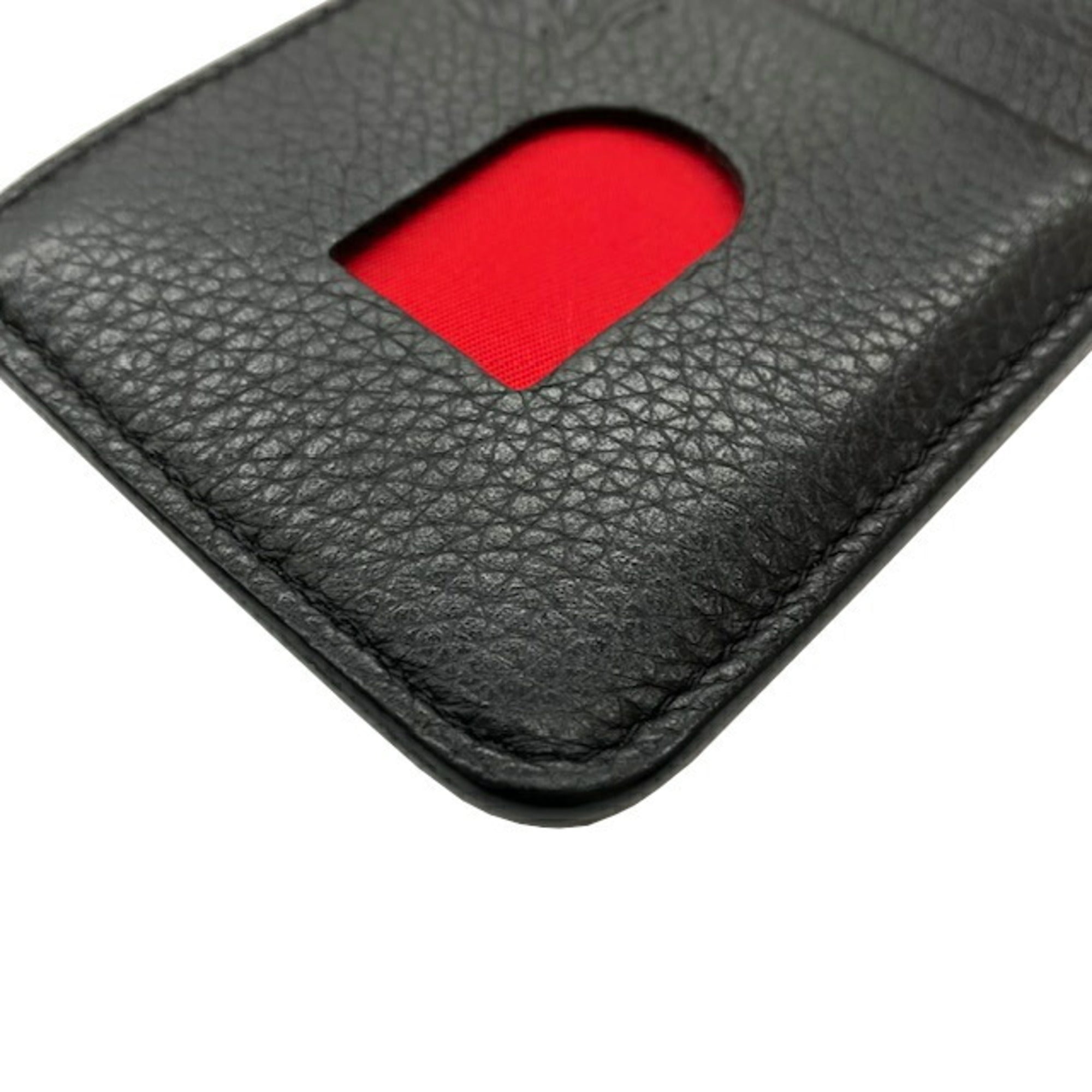 Christian Louboutin Black Red Color Leather Coin Purse/Coin Case (Pre-Owned)