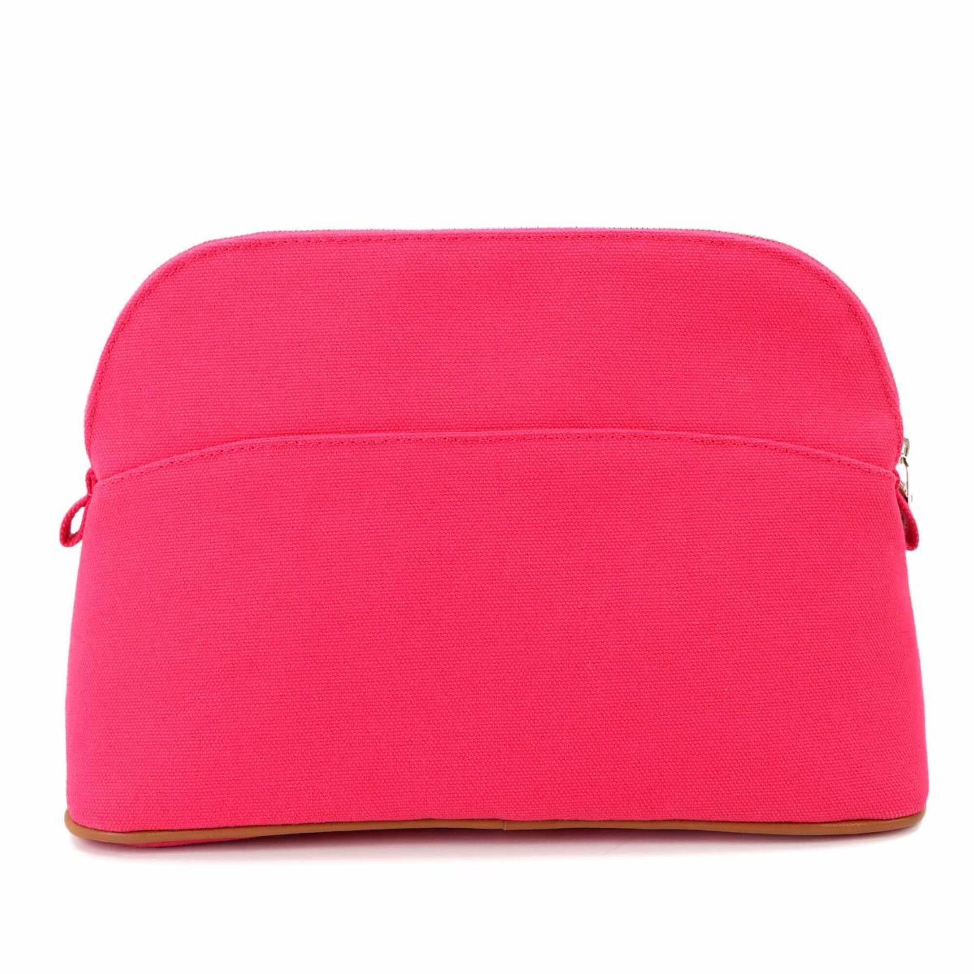 Hermes Pink Cotton Canvas Leather Pouch (Pre-Owned)