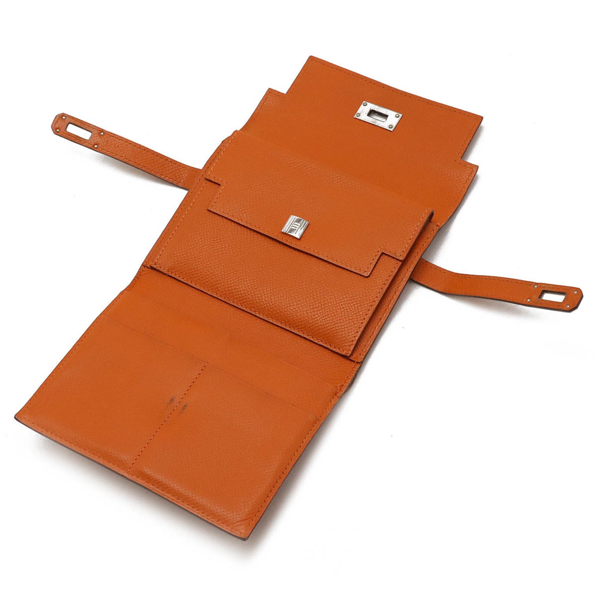 Hermes Kelly Orange Epsom Leather Wallet (Tri-Fold) (Pre-Owned)