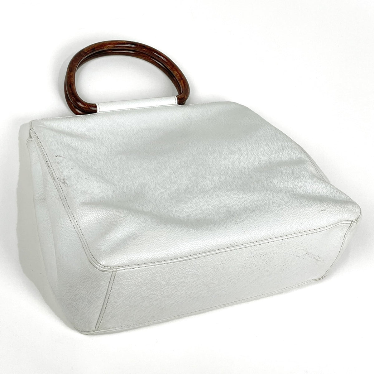 Chanel White Grained Calfskin Handbag Tote Bag (Pre-Owned)