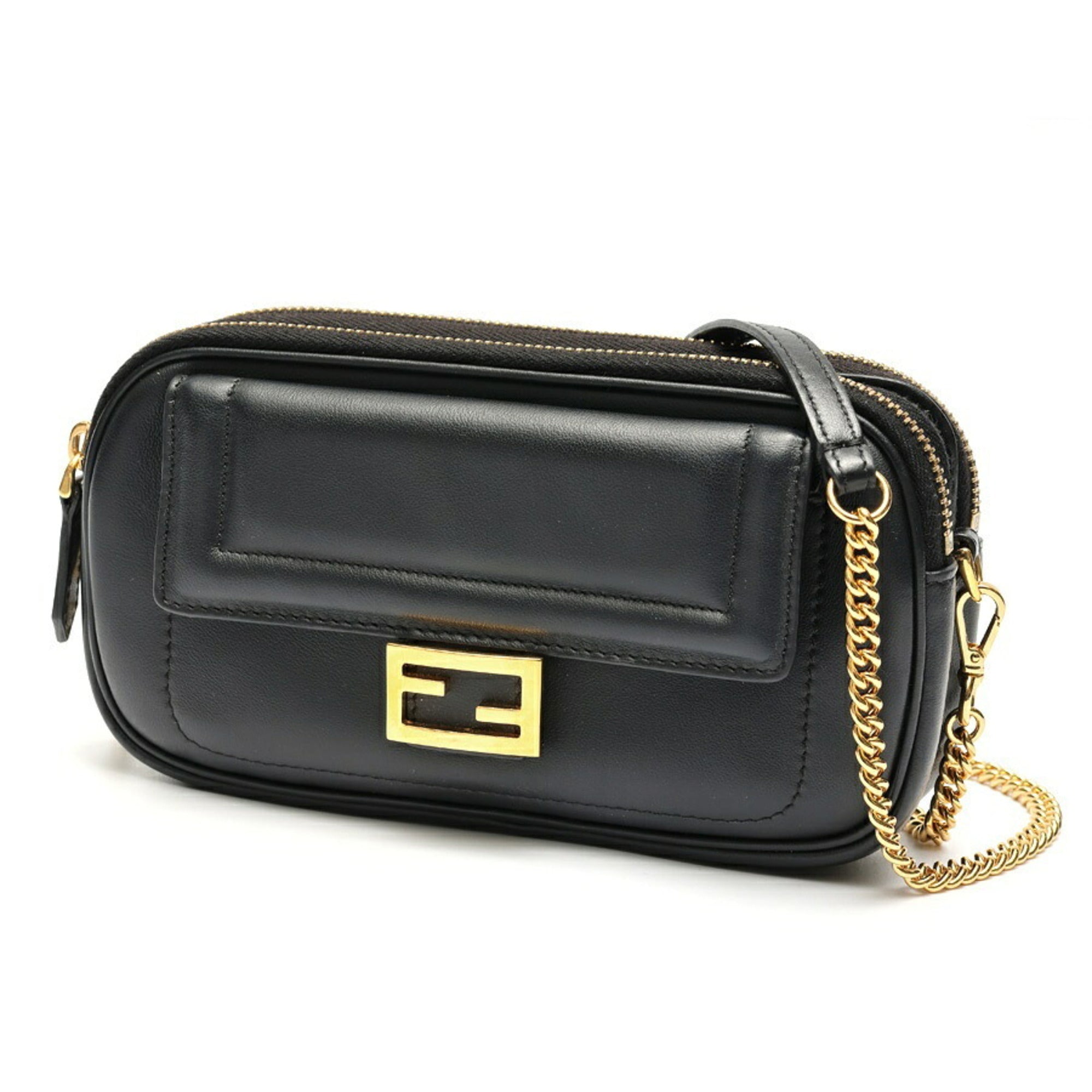 Fendi Black Leather Shoulder Bag (Pre-Owned)