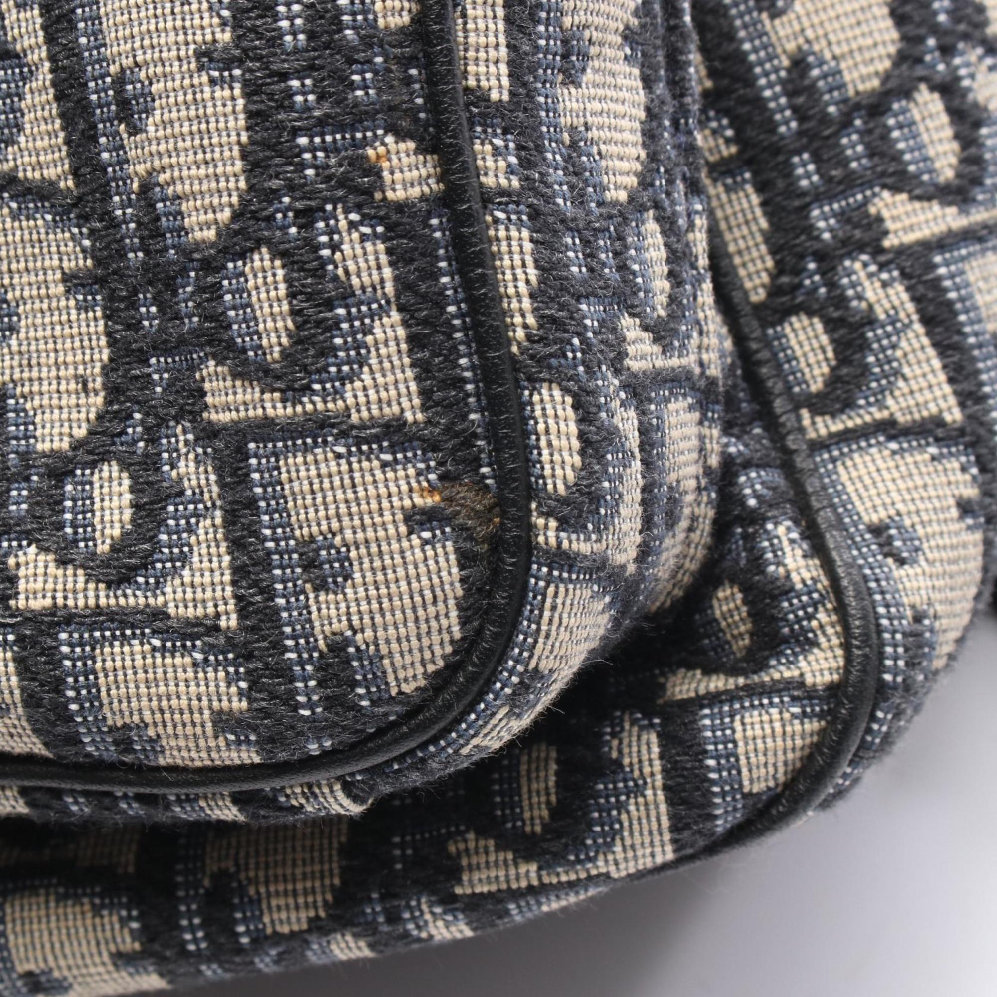 Christian Dior Beige Navy Canvas Leather Fanny Pack Sling Bag (Pre-Owned)