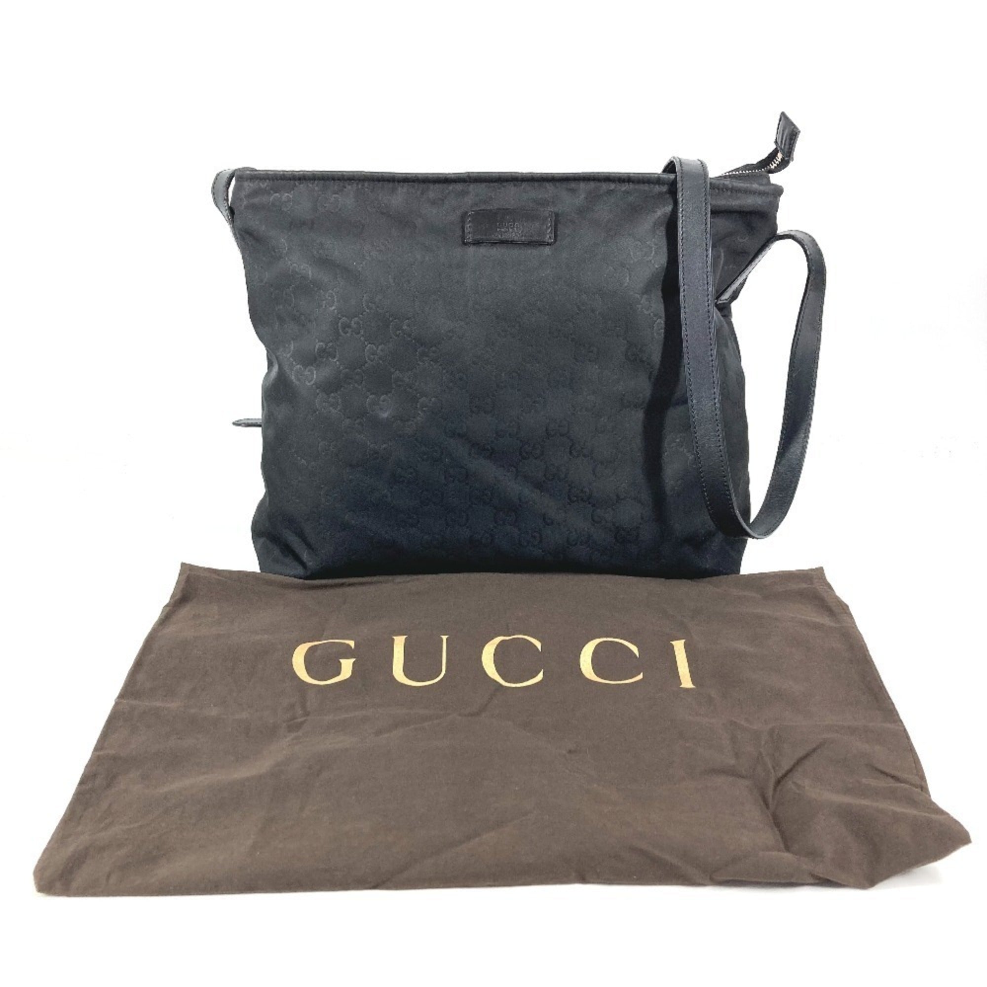 Gucci Black Leather Nylon Shoulder Bag (Pre-Owned)