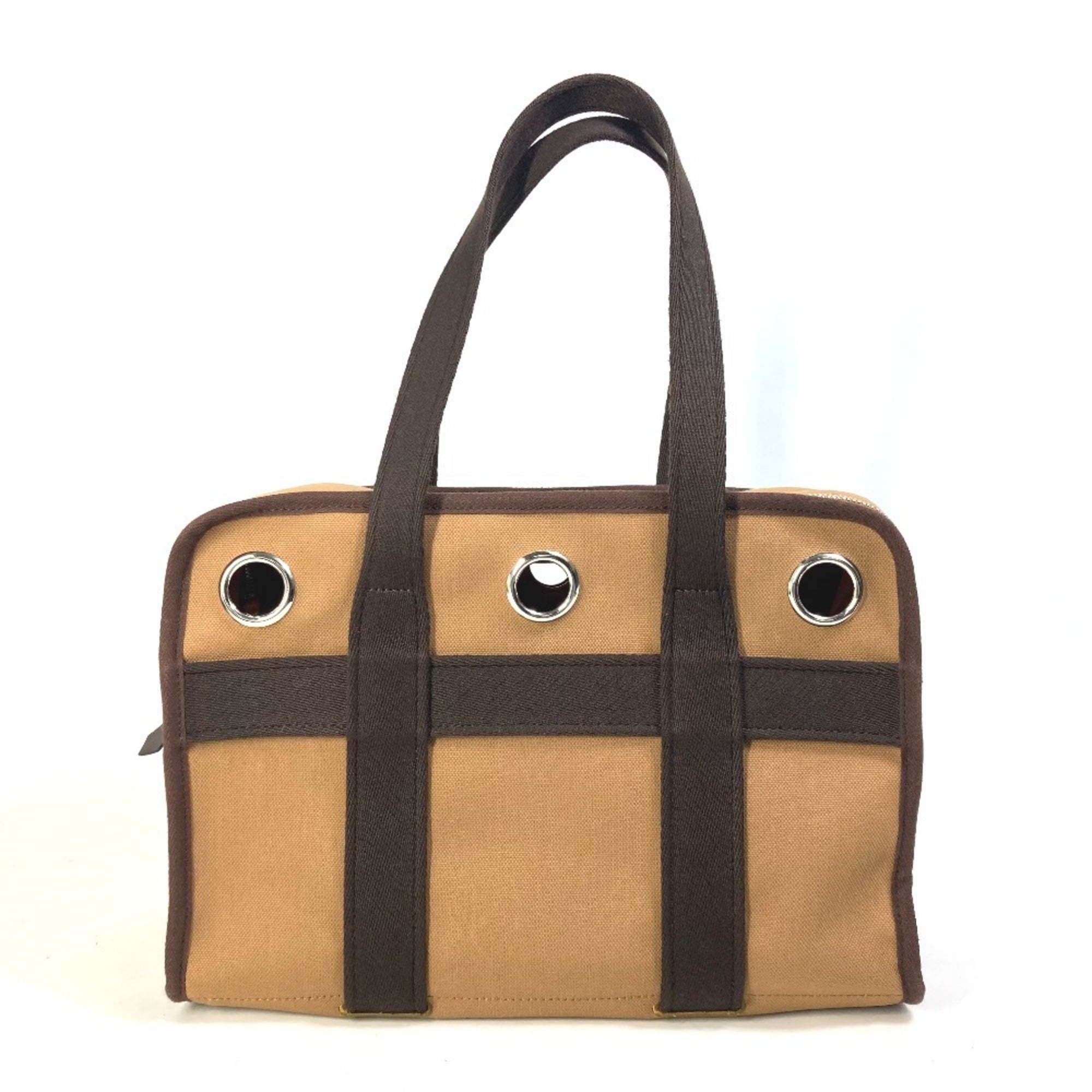 Hermes Brown Feu Nylon Cotton Elastane Boston Bag Tote Bag (Pre-Owned)