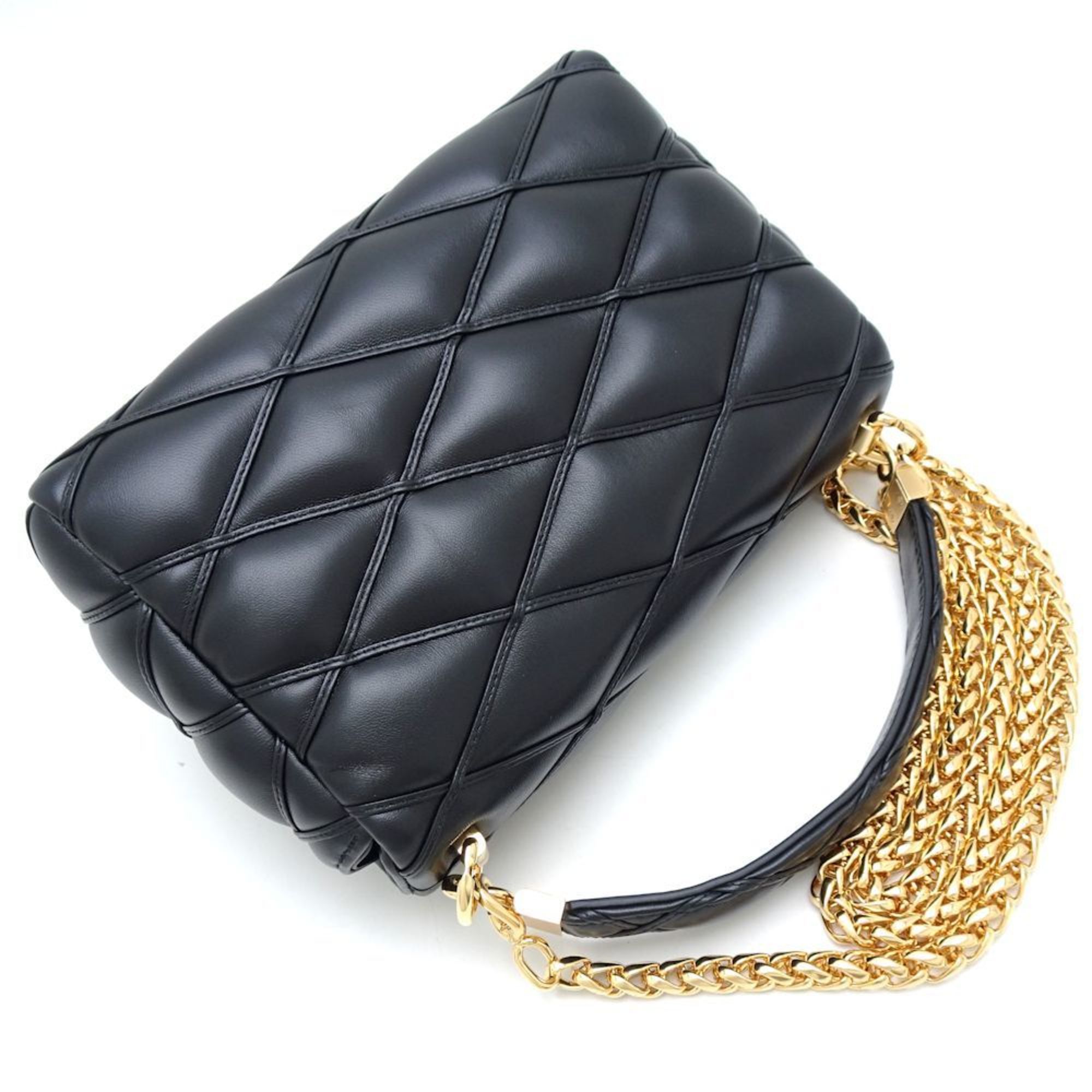 Louis Vuitton Noir Leather Shoulder Bag (Pre-Owned)