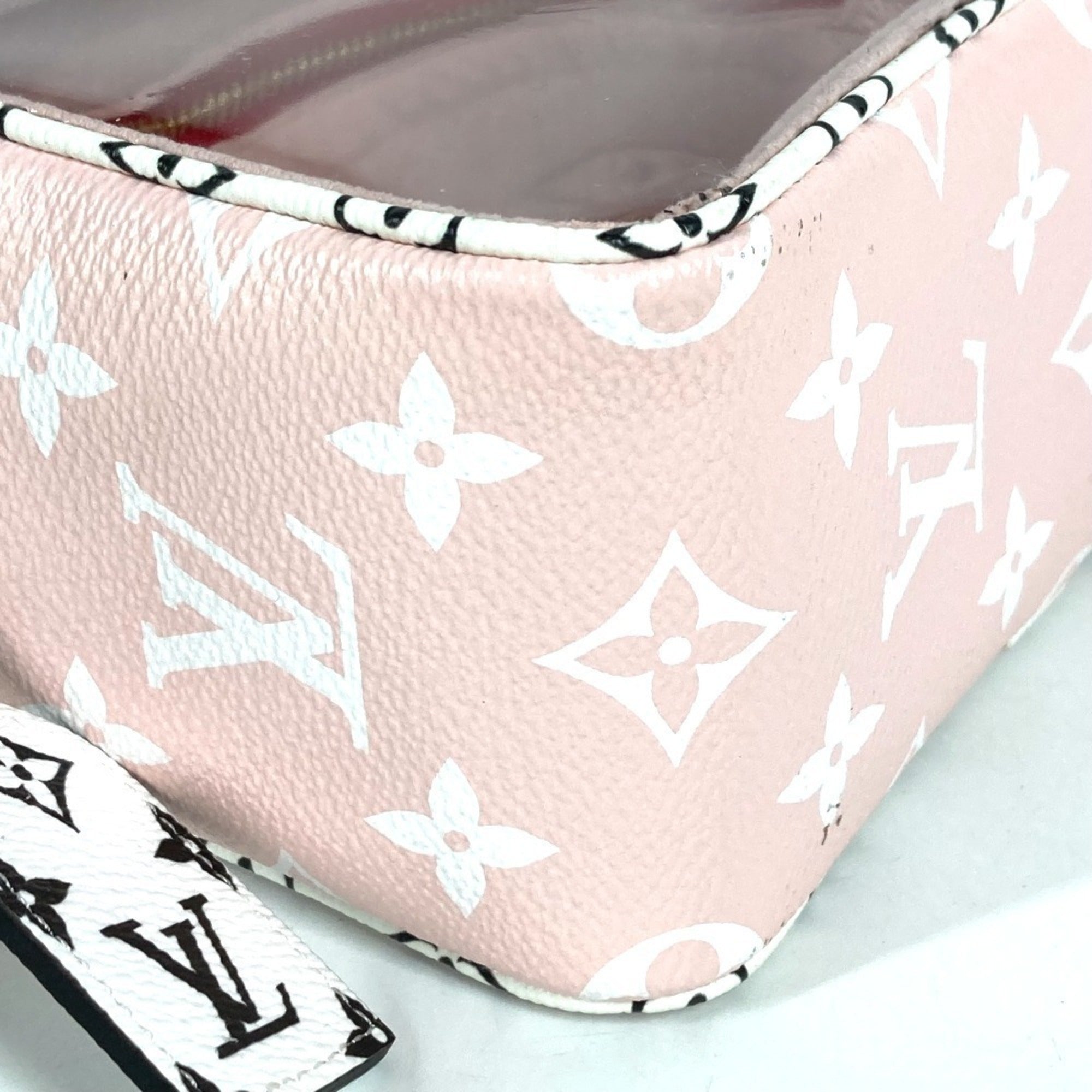 Louis Vuitton Pink Red Color Monogram Canvas Handbag Pouch Shoulder Bag (Pre-Owned)
