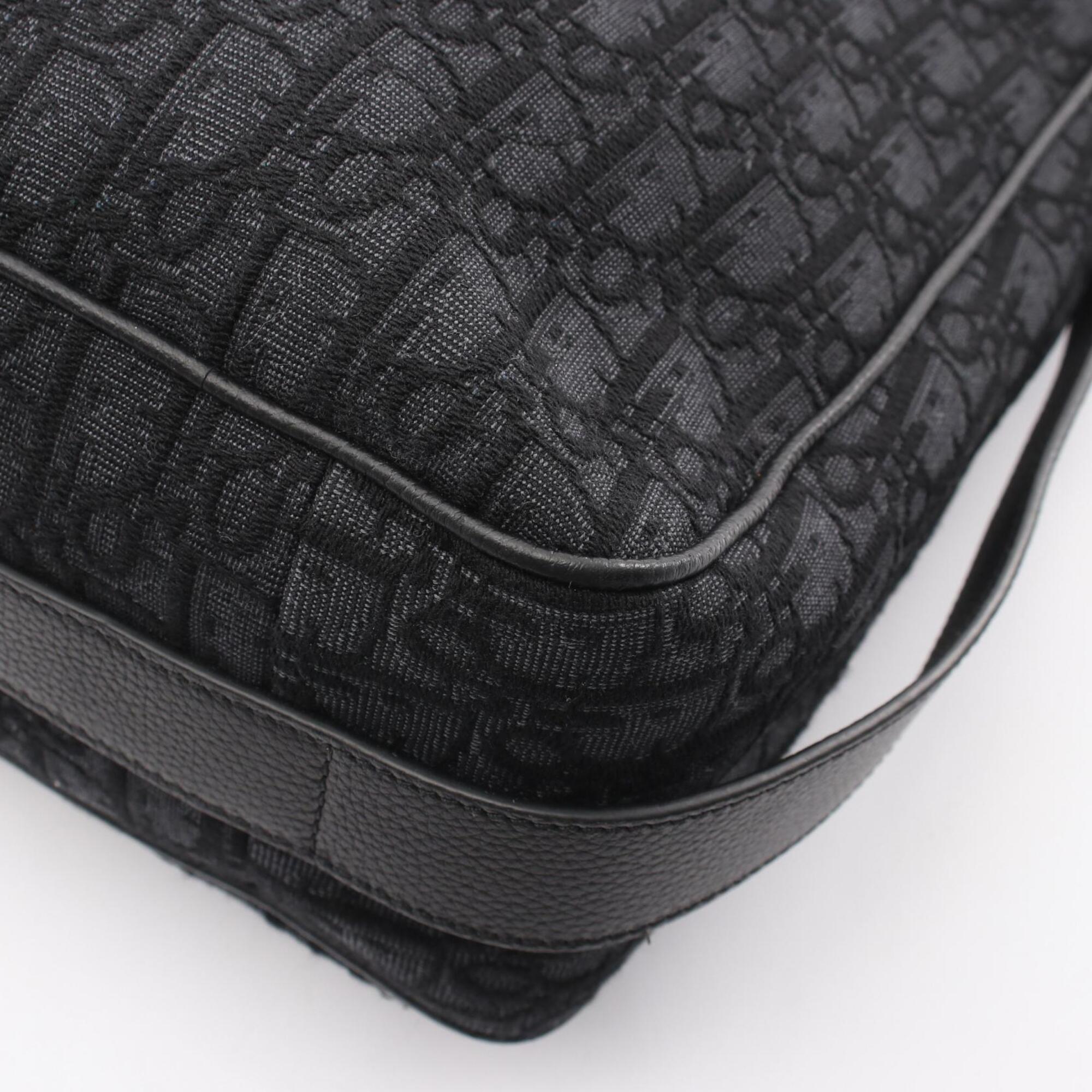 Christian Dior Black Canvas Leather Handbag Shoulder Bag (Pre-Owned)
