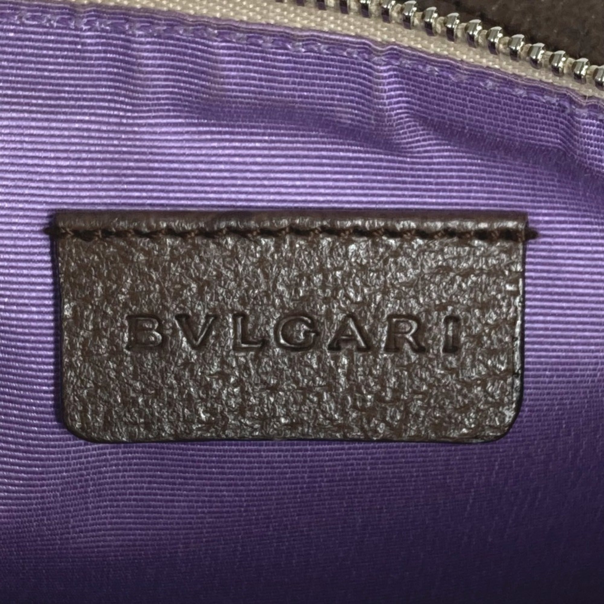 Bvlgari Logomania Beige Brown Canvas Leather Shoulder Bag (Pre-Owned)